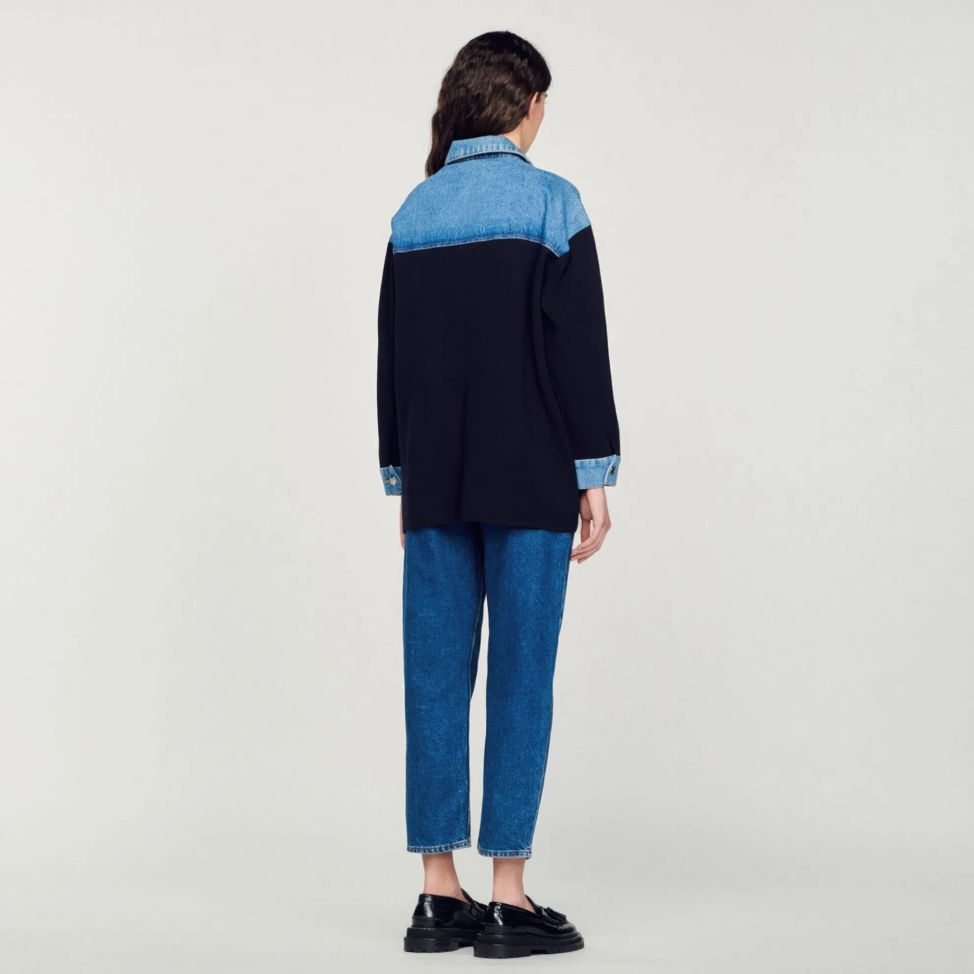 Bi-materiaal Cardi-coat In Blazerstijl