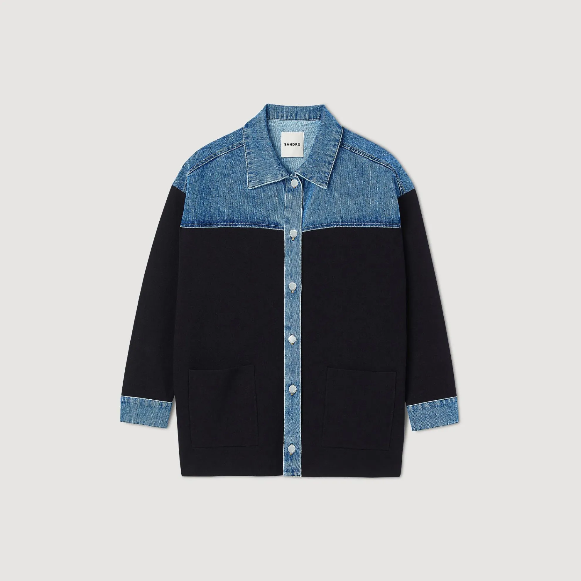 Bi-materiaal Cardi-coat In Blazerstijl