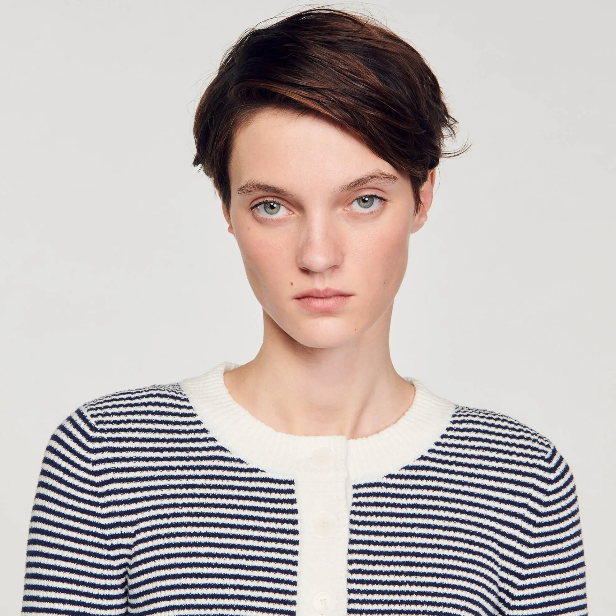 Cardigan Van Gebreide Bouclé Stof