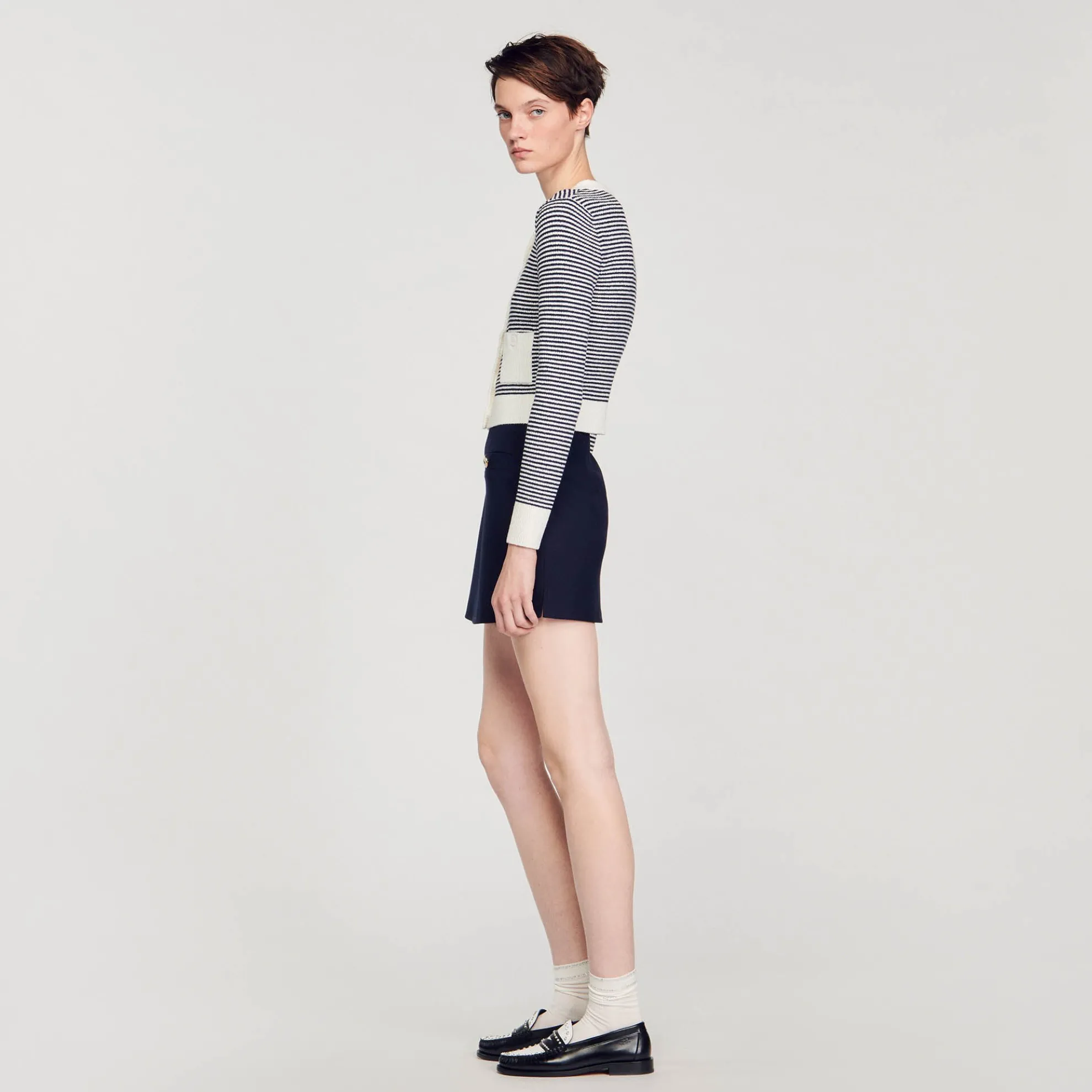 Cardigan Van Gebreide Bouclé Stof