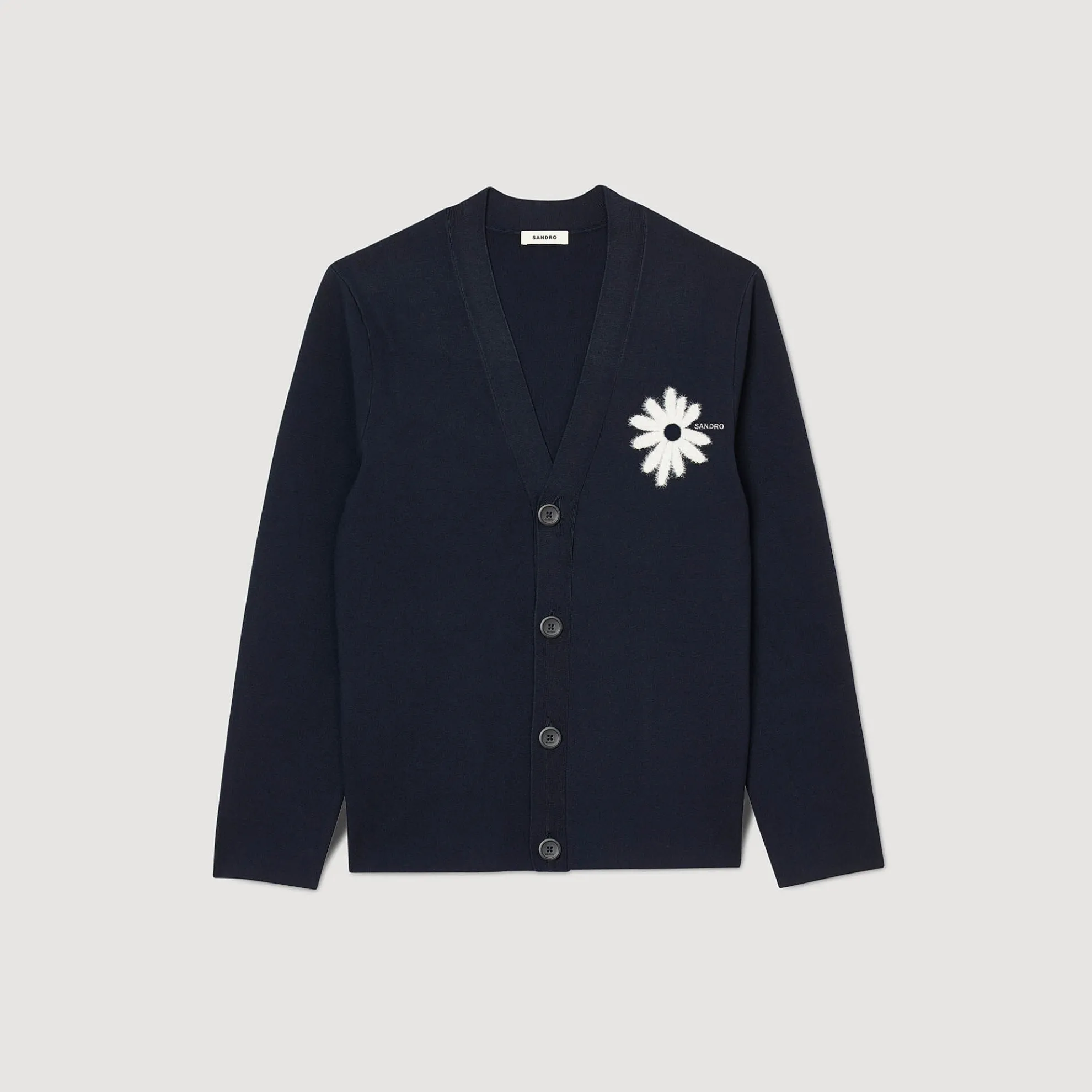 Cardigan Vest Gebreid Jacquard Bloemen