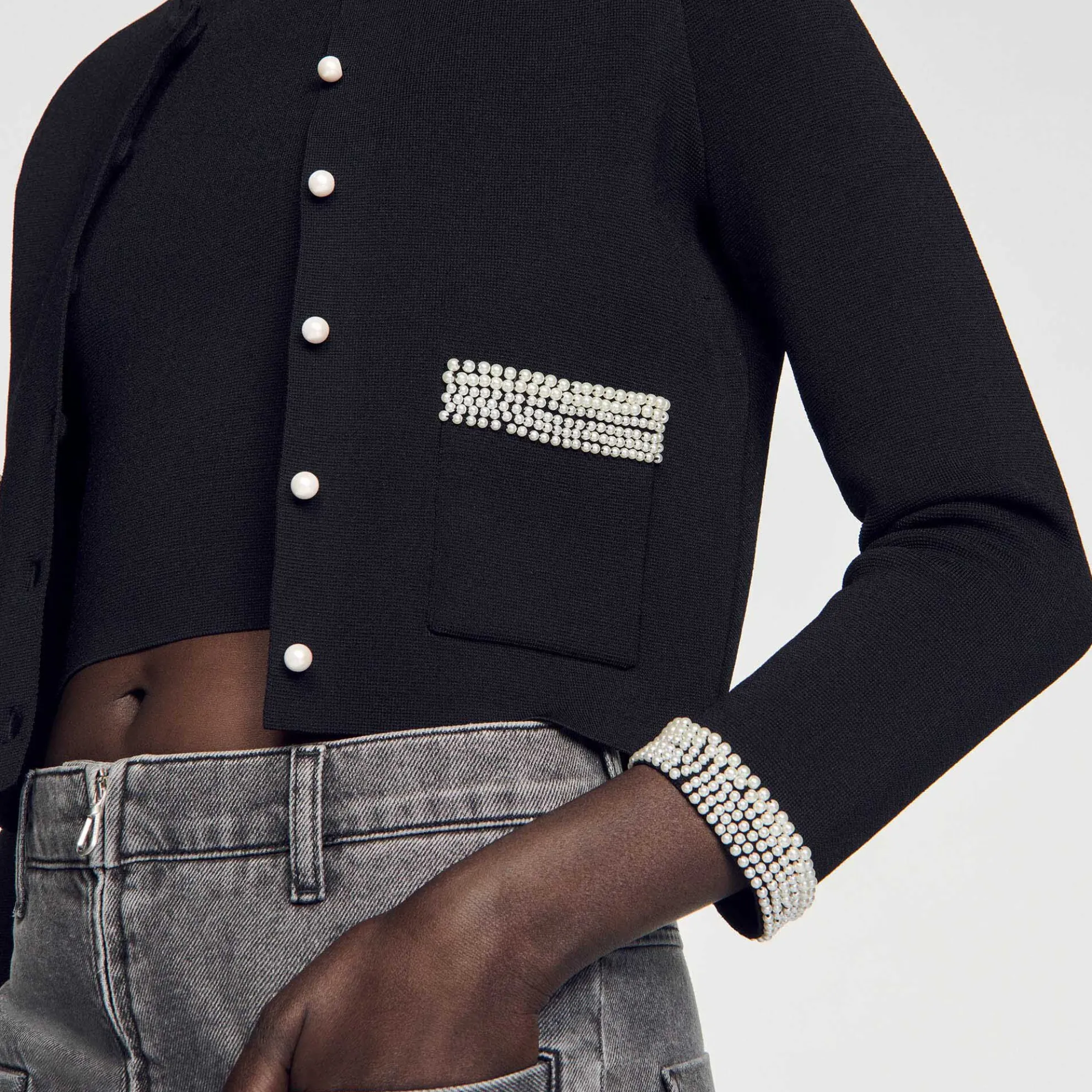 Cardigan Vest Met Parels