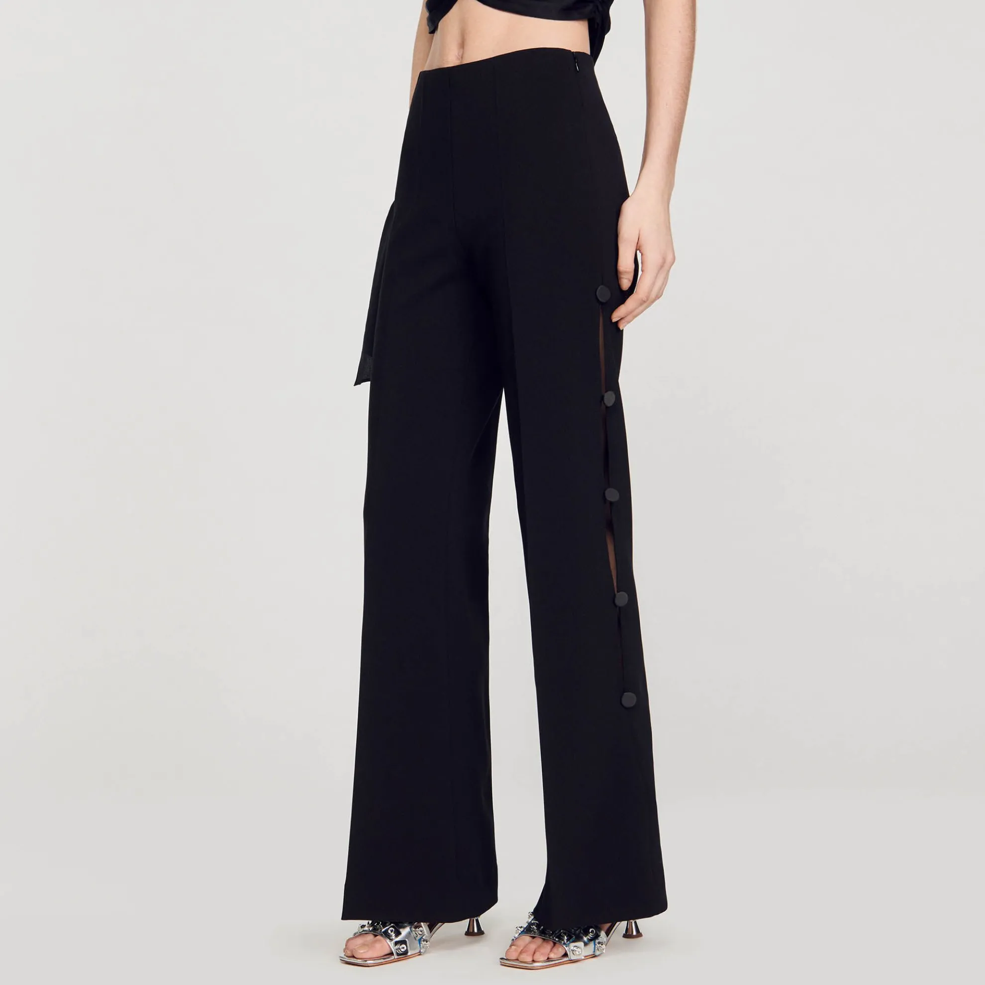 Flared Broek Met Opengewerkte Zijkanten