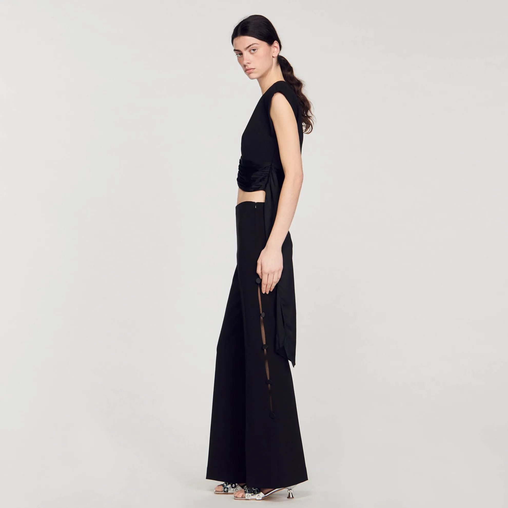 Flared Broek Met Opengewerkte Zijkanten