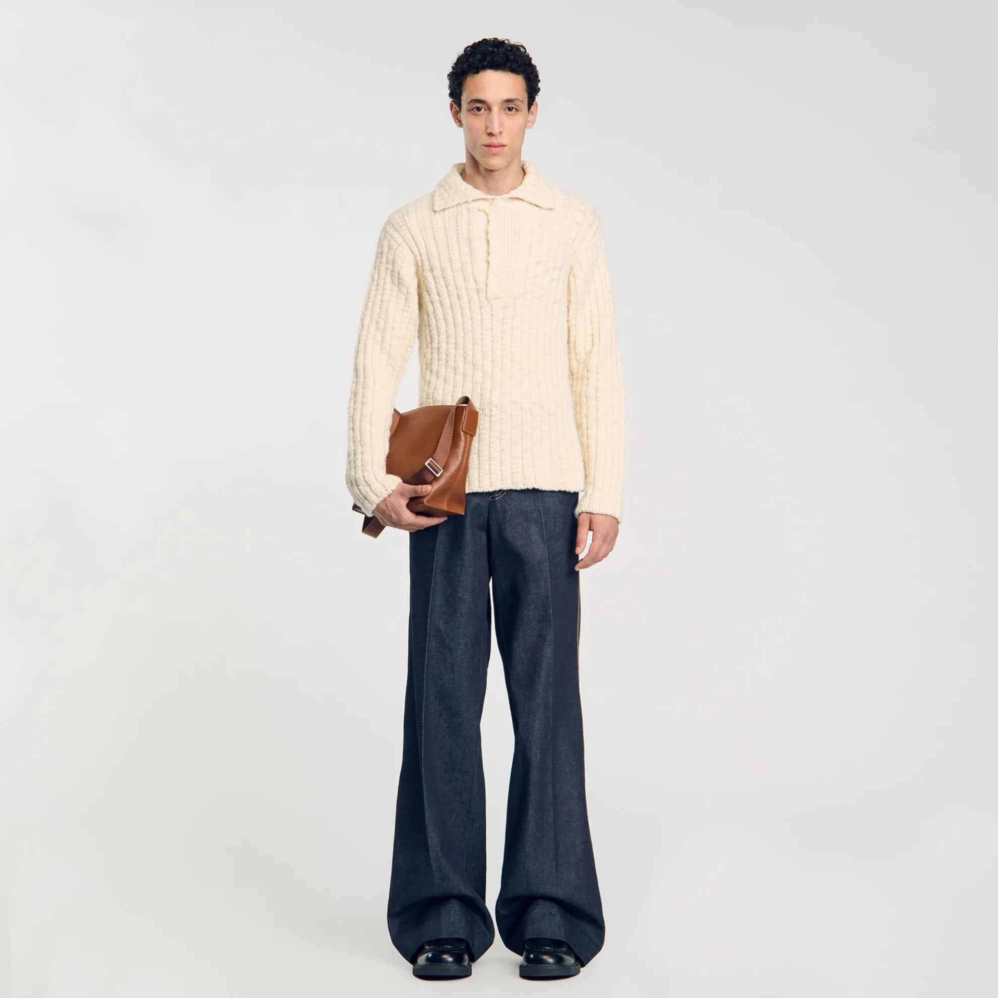 Gebreide Dikke Trui V-vormige Polokraag