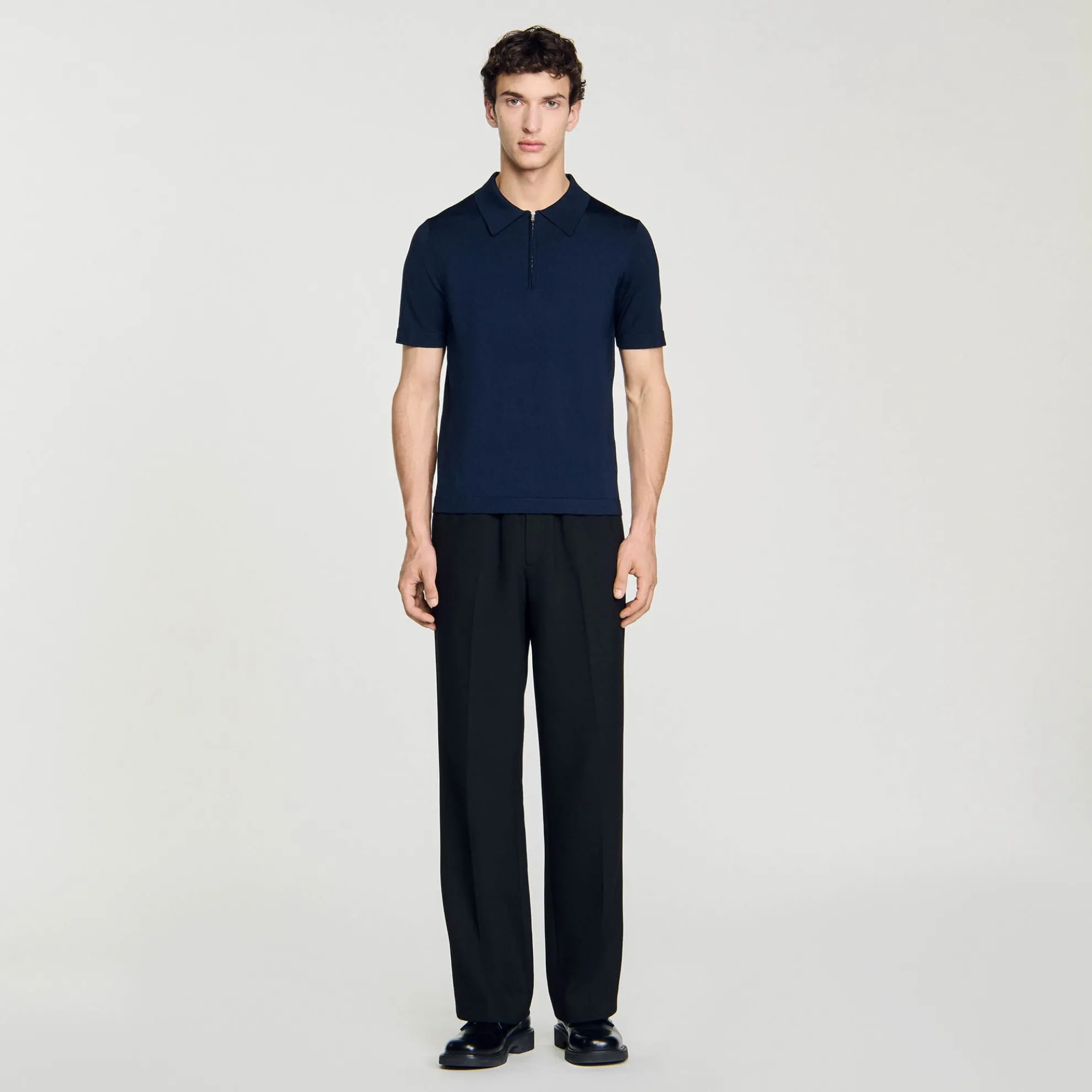 Gebreide Polo Met Ritskraag