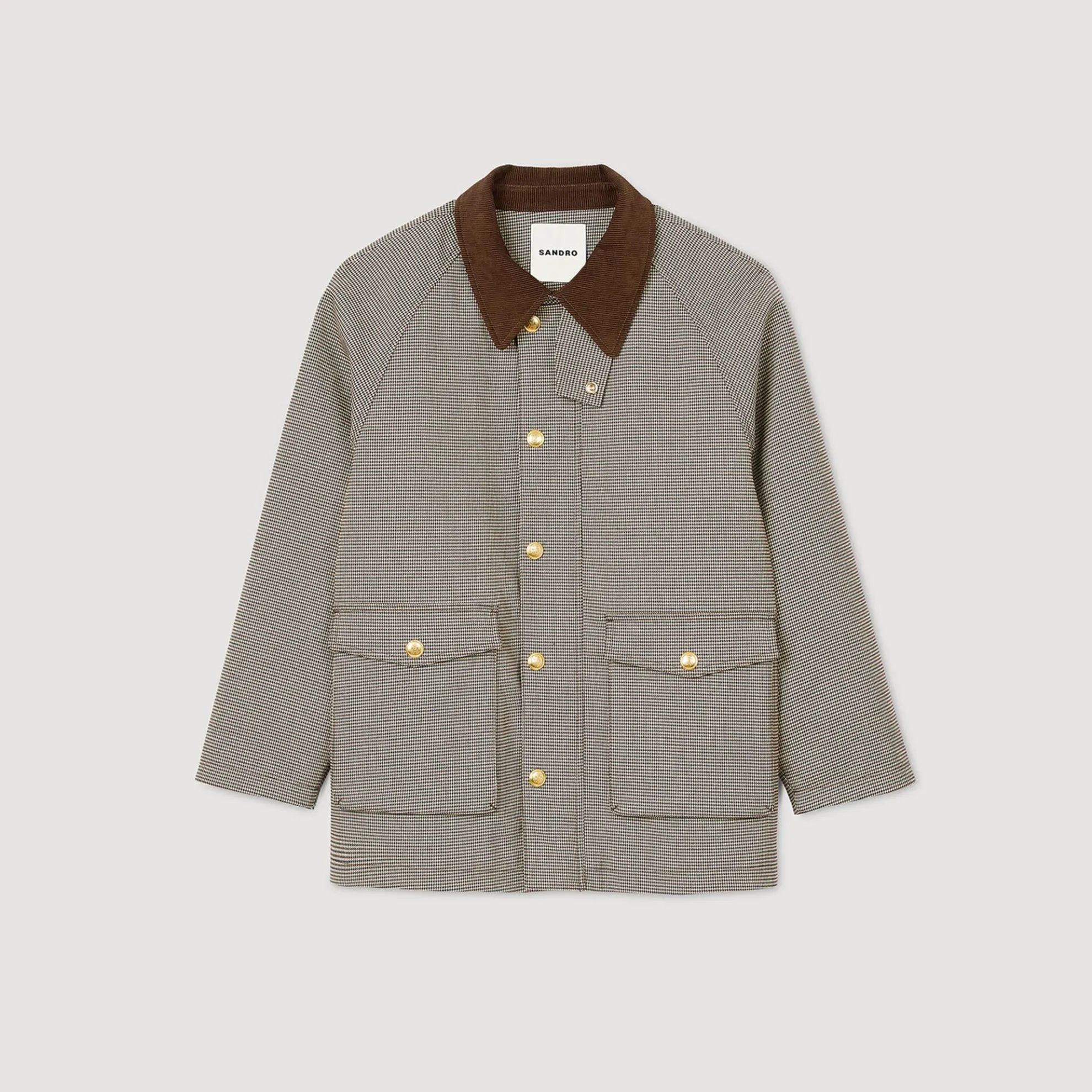 Geruite Jas Met Fluwelen Kraag