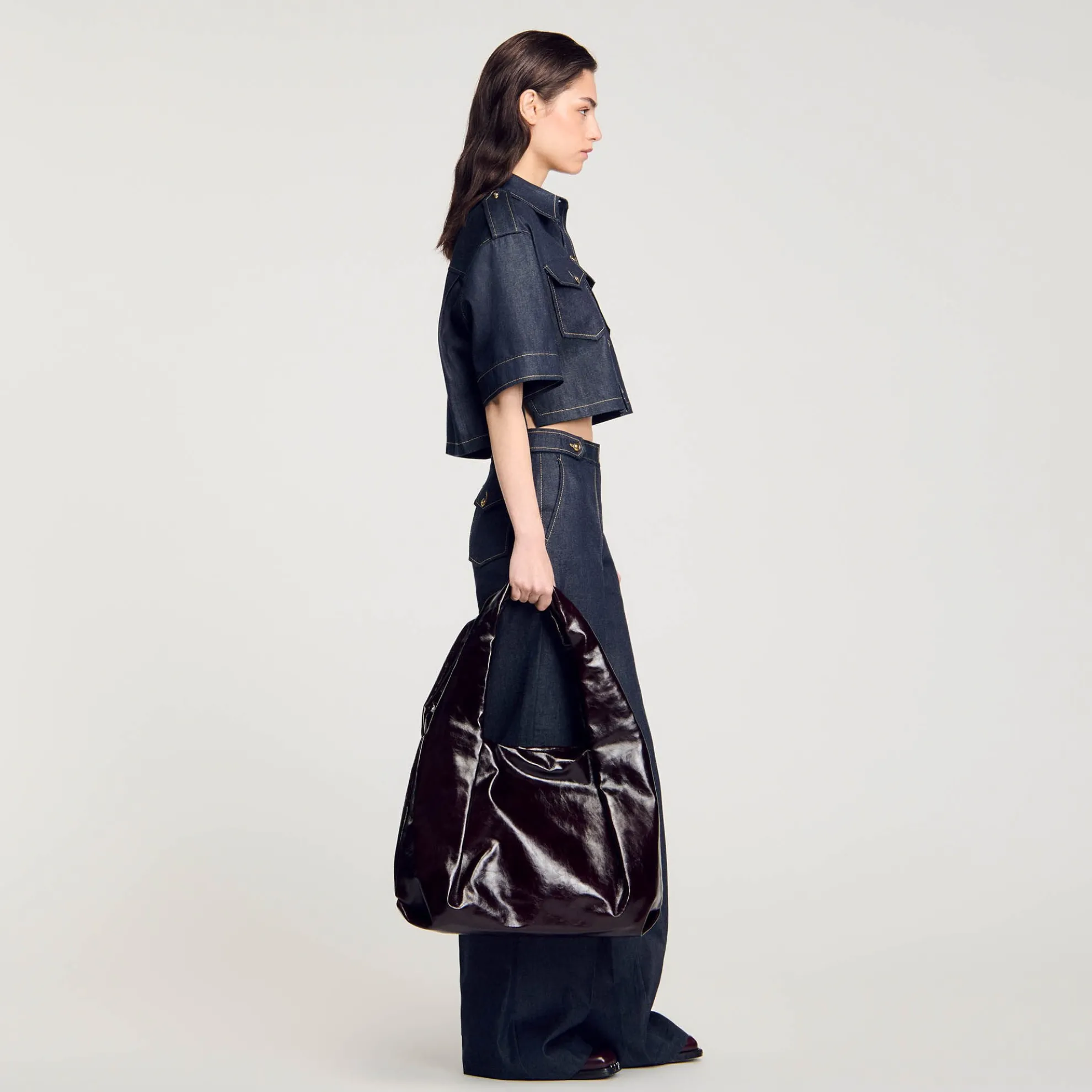 Grote Tas Van Glanzend Leer