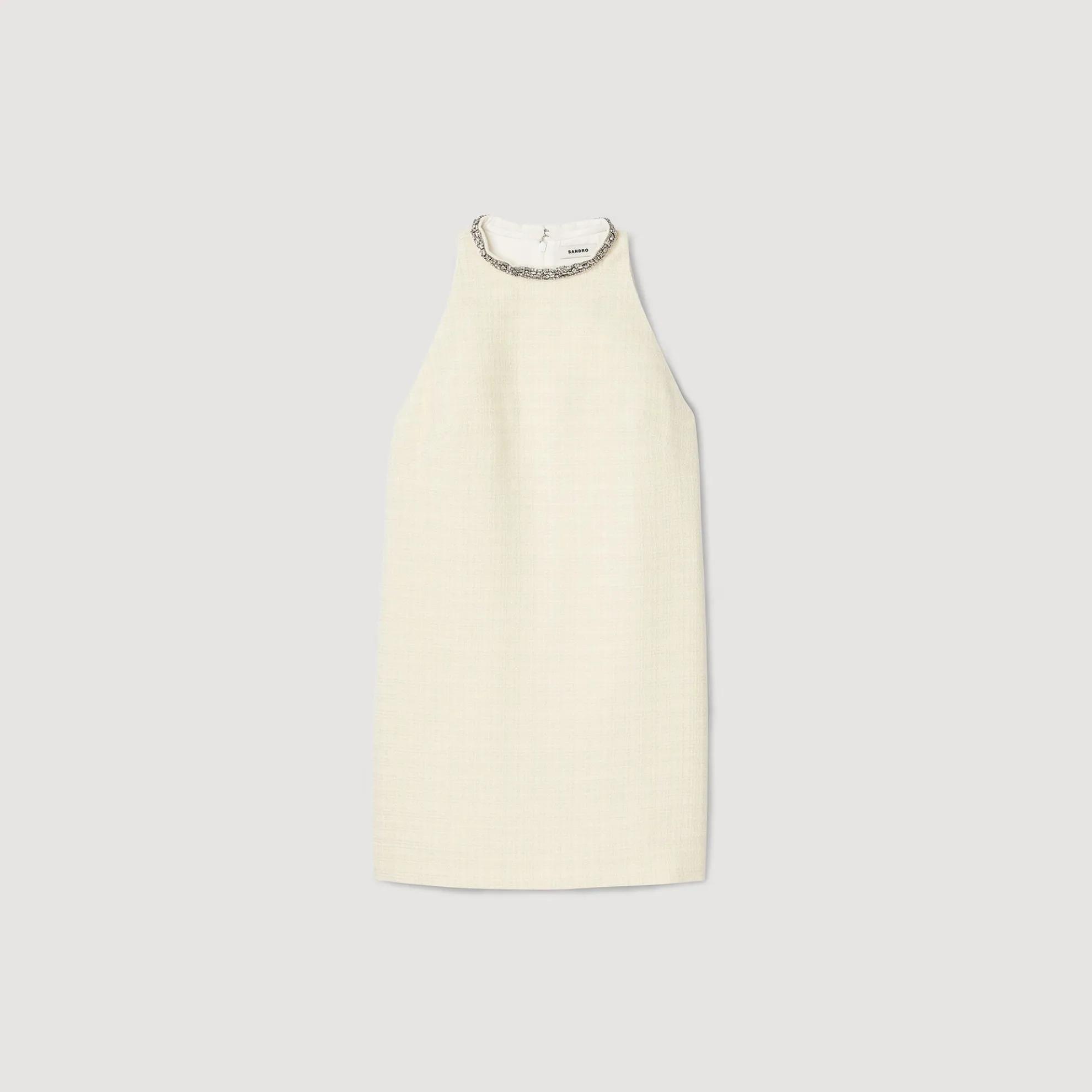 Hals Jurk Afgewerkt Met Siersteentjes