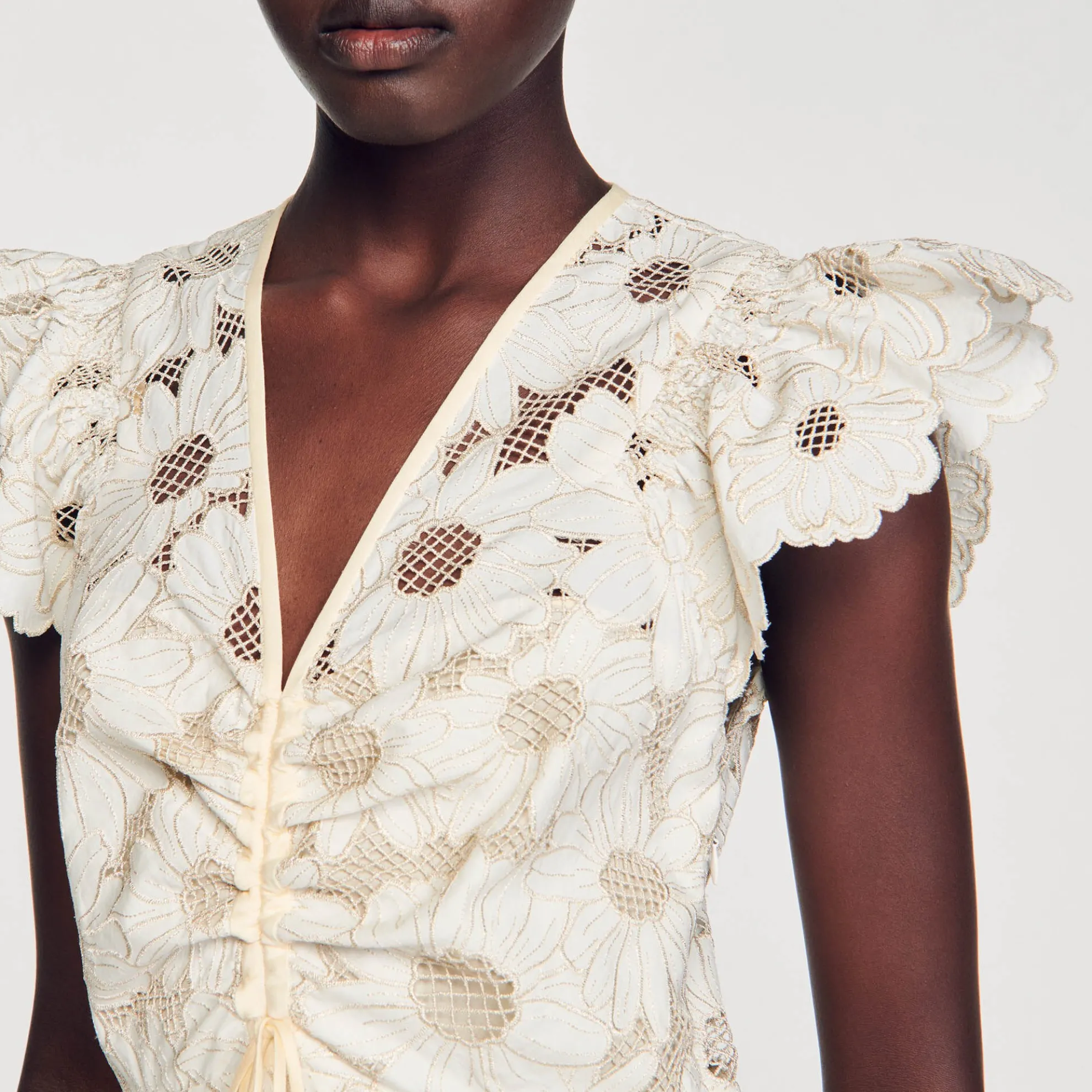 Jurk Kort Guipure Kant Madeliefjes