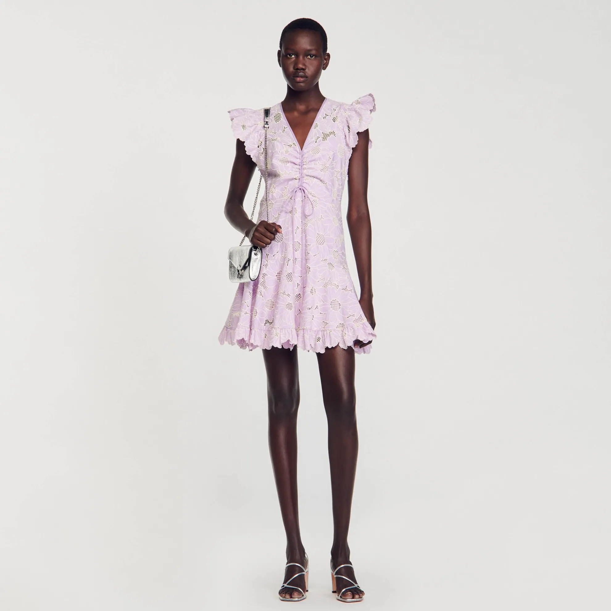 Jurk Kort Guipure Kant Madeliefjes