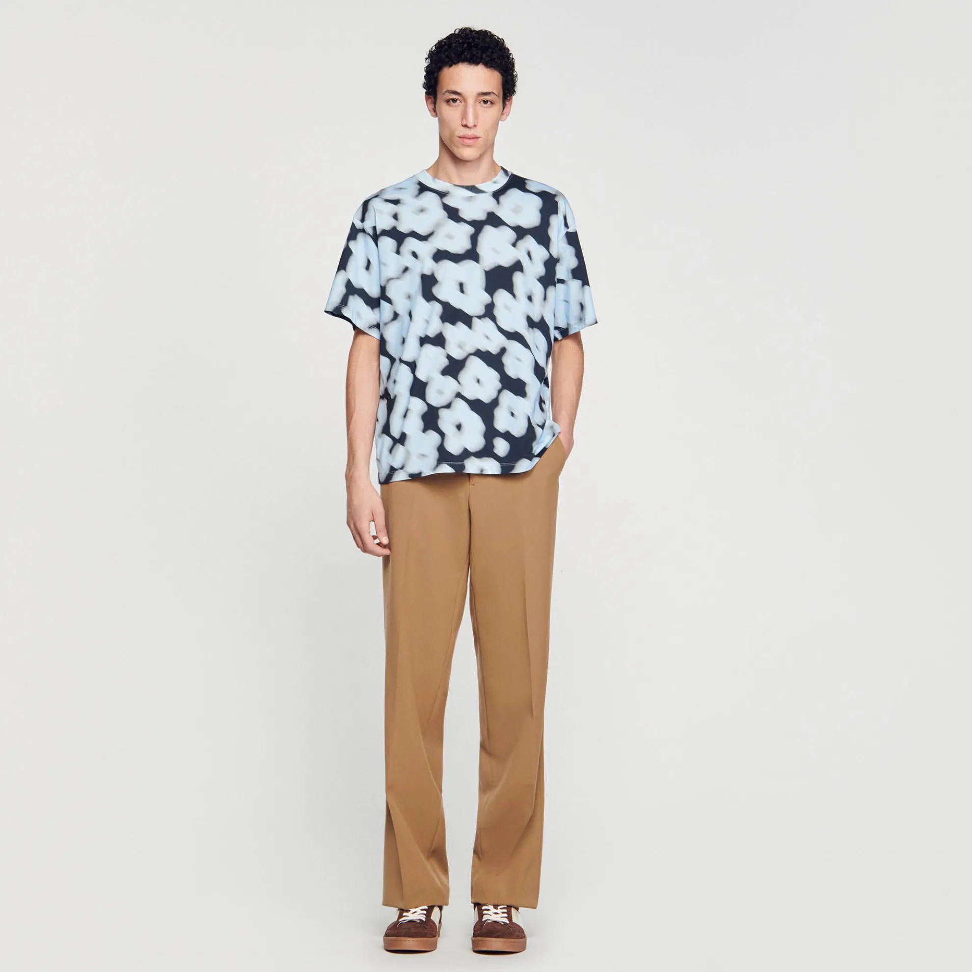 Katoenen T-shirt Met Zachte Bloemenprint