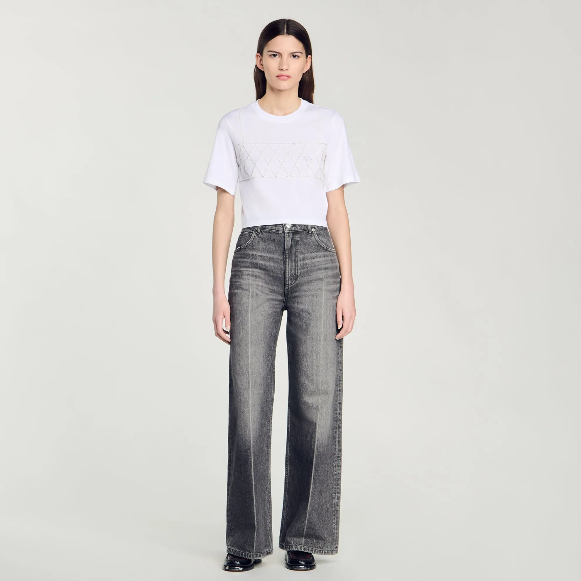 Kort T-shirt Met Stras