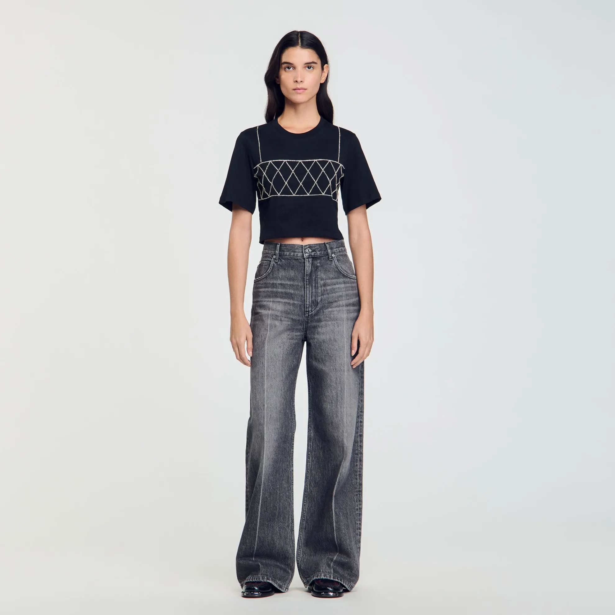 Kort T-shirt Met Stras