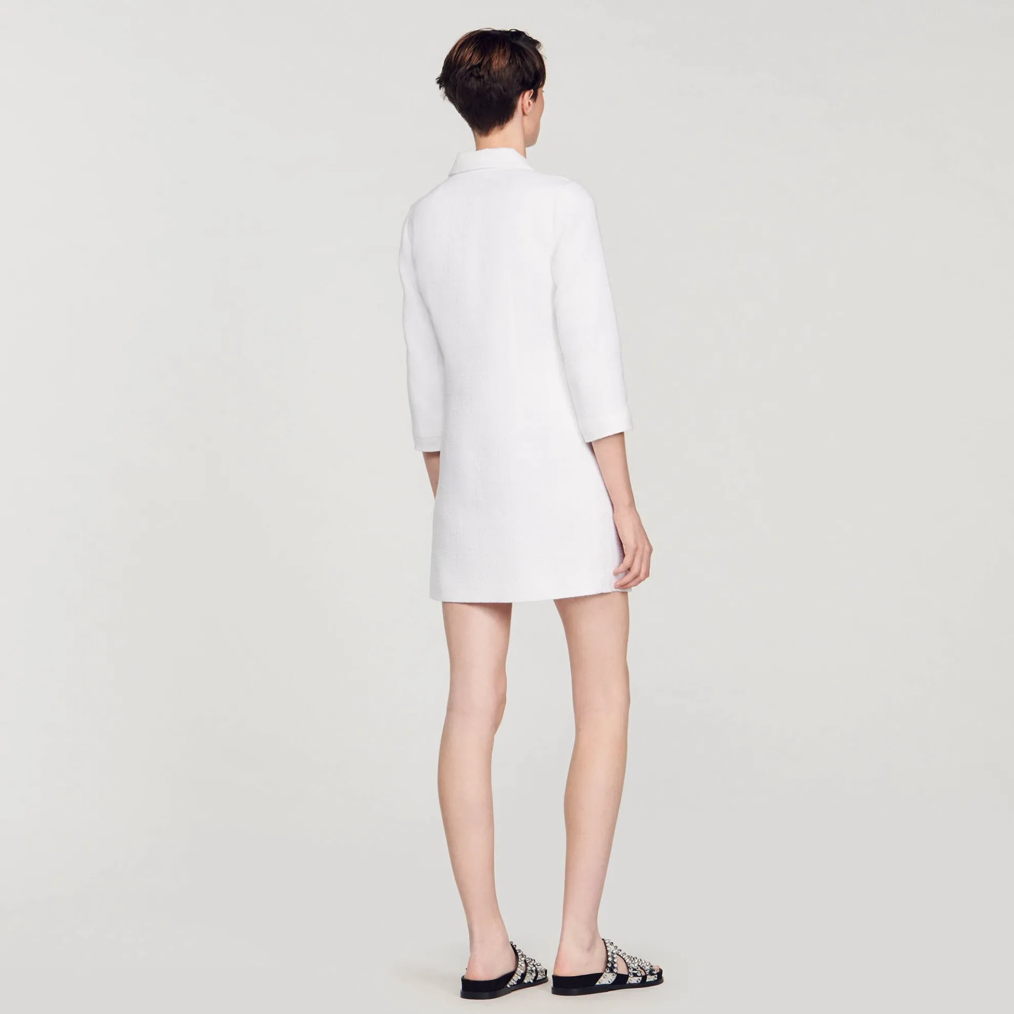 Kort Tweed Jurk Met Lange Mouwen