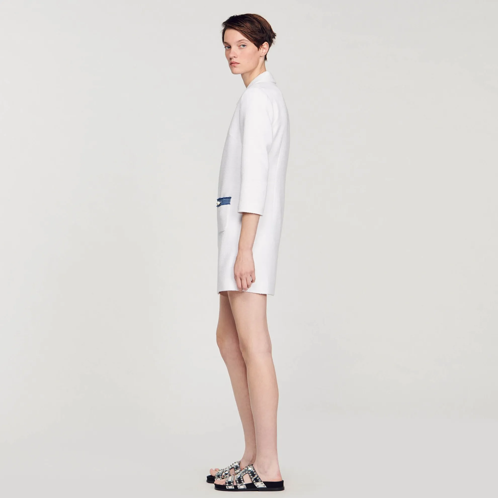 Kort Tweed Jurk Met Lange Mouwen