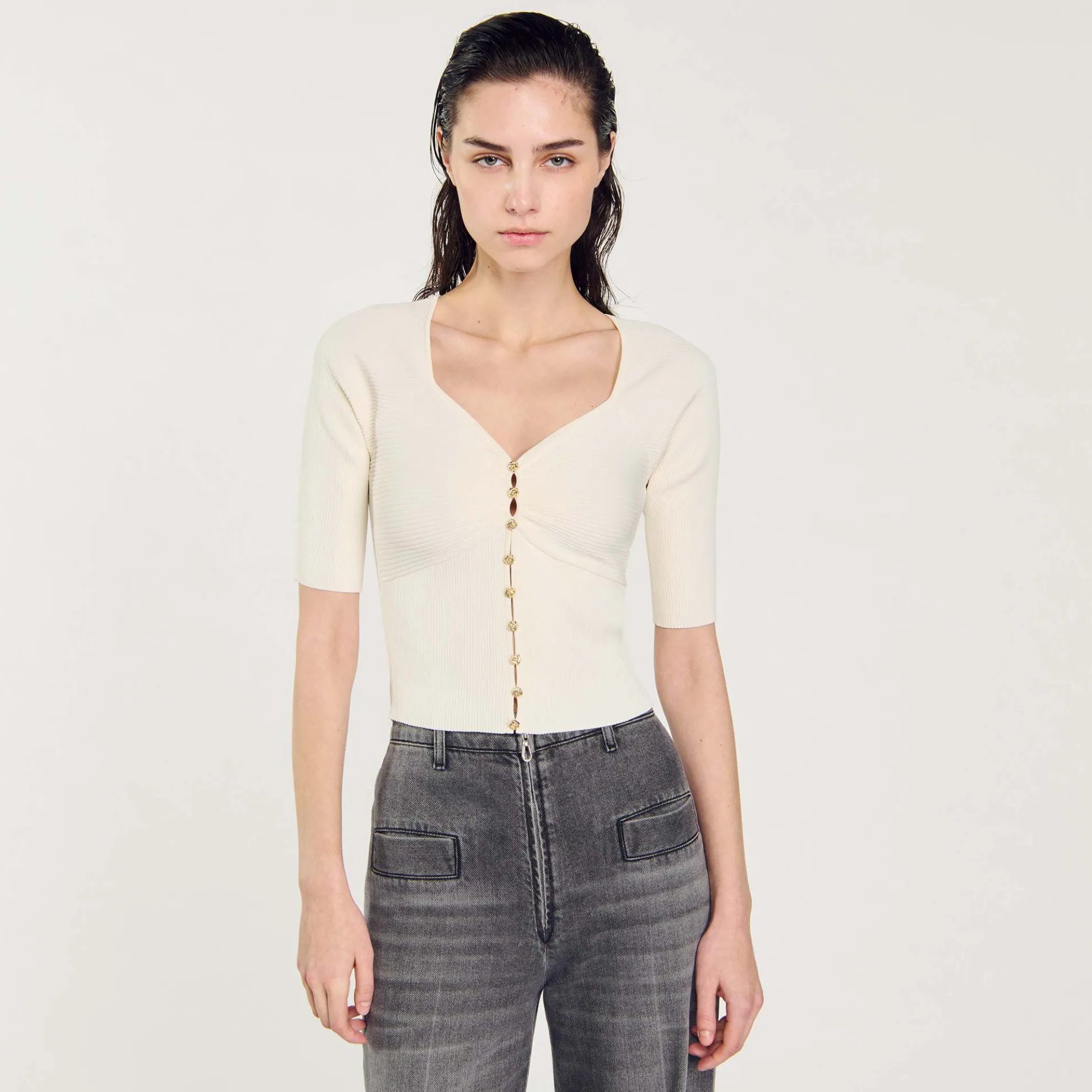 Kort Vest Met Ribbels