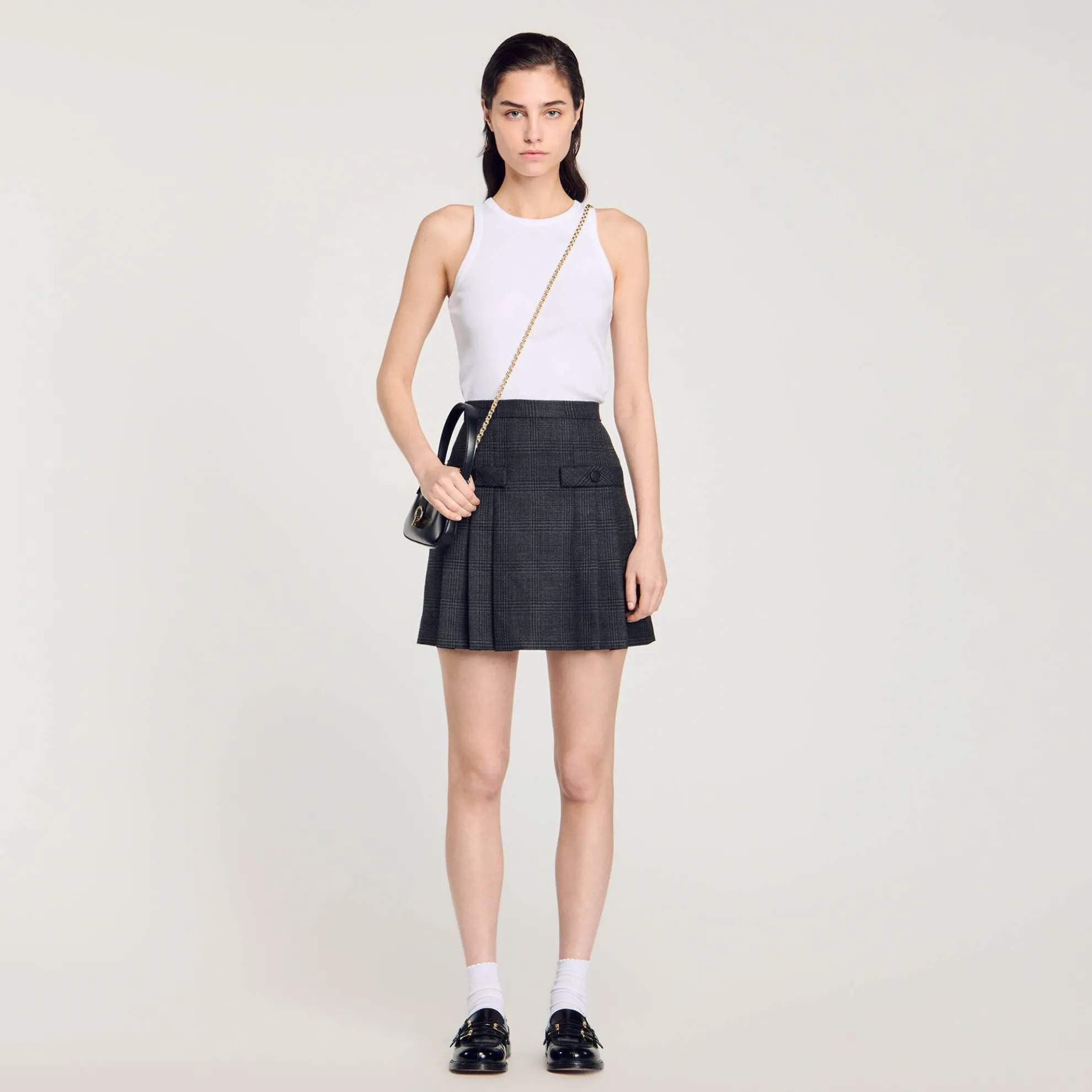 Korte Geplooide Ruitjesrok