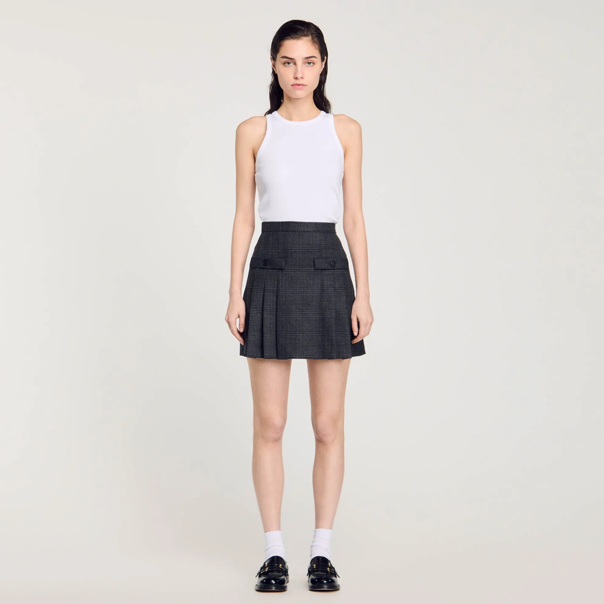 Korte Geplooide Ruitjesrok