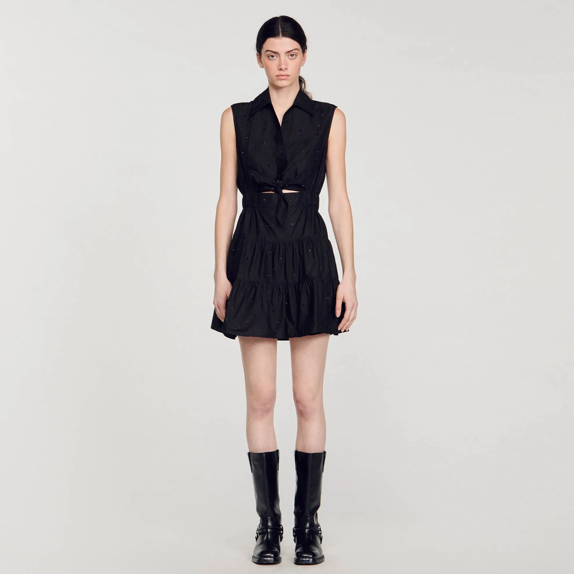 Korte Jurk Gedrapeerd Met Stras