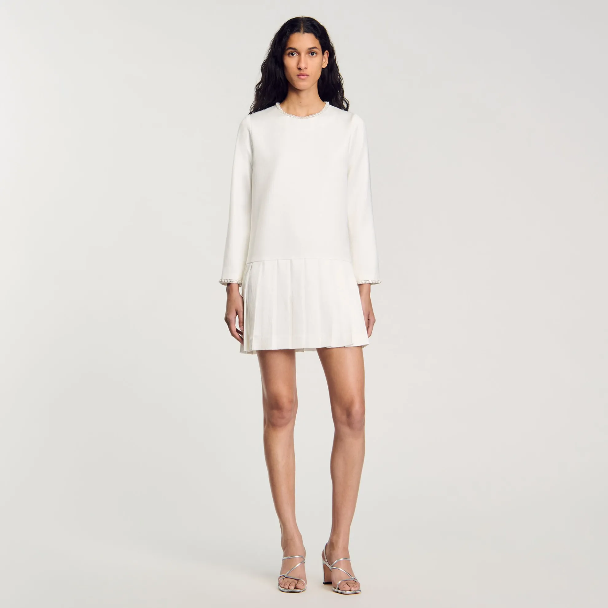 Korte Jurk Satijn Met Parels