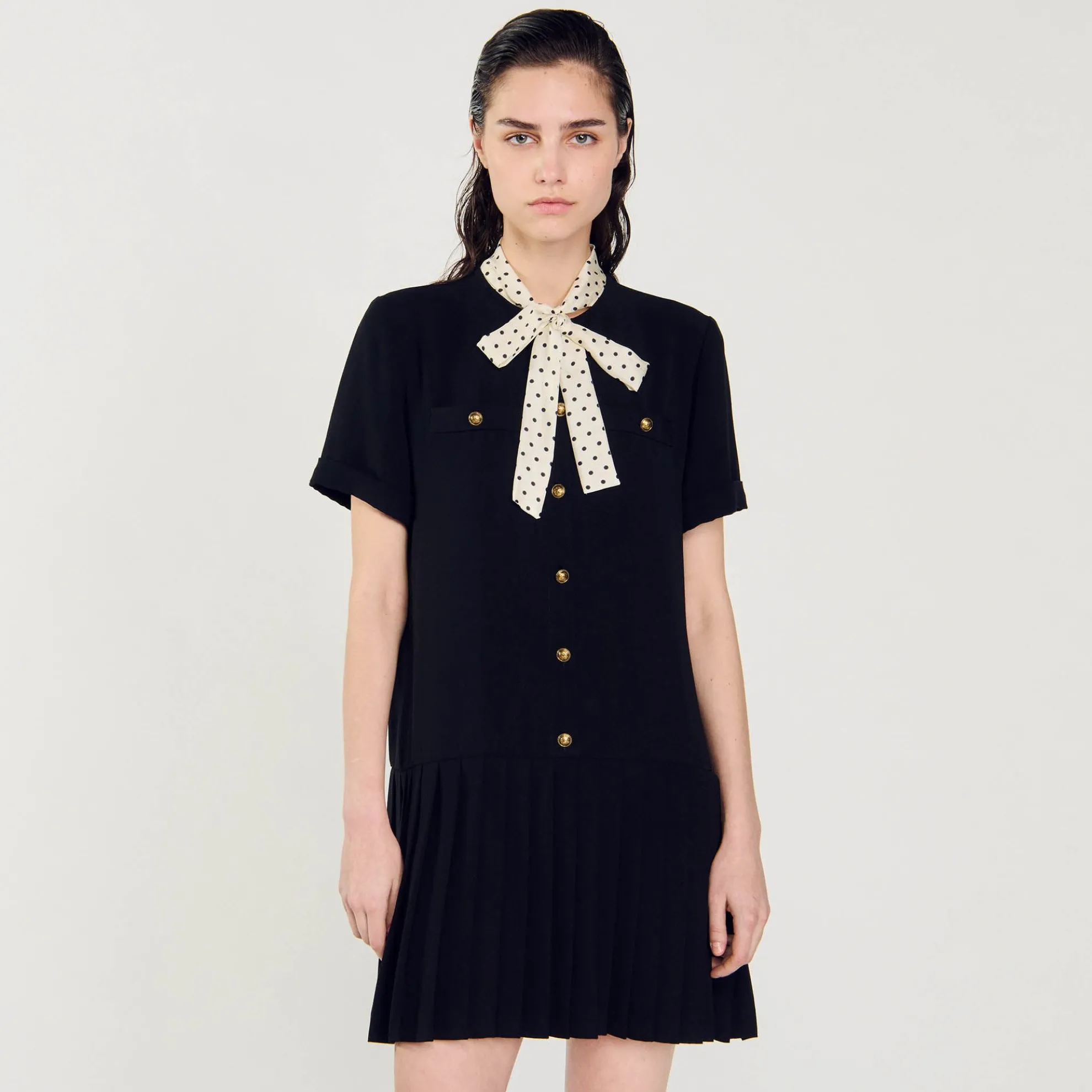 Korte Jurk Stropdas Met Stippen
