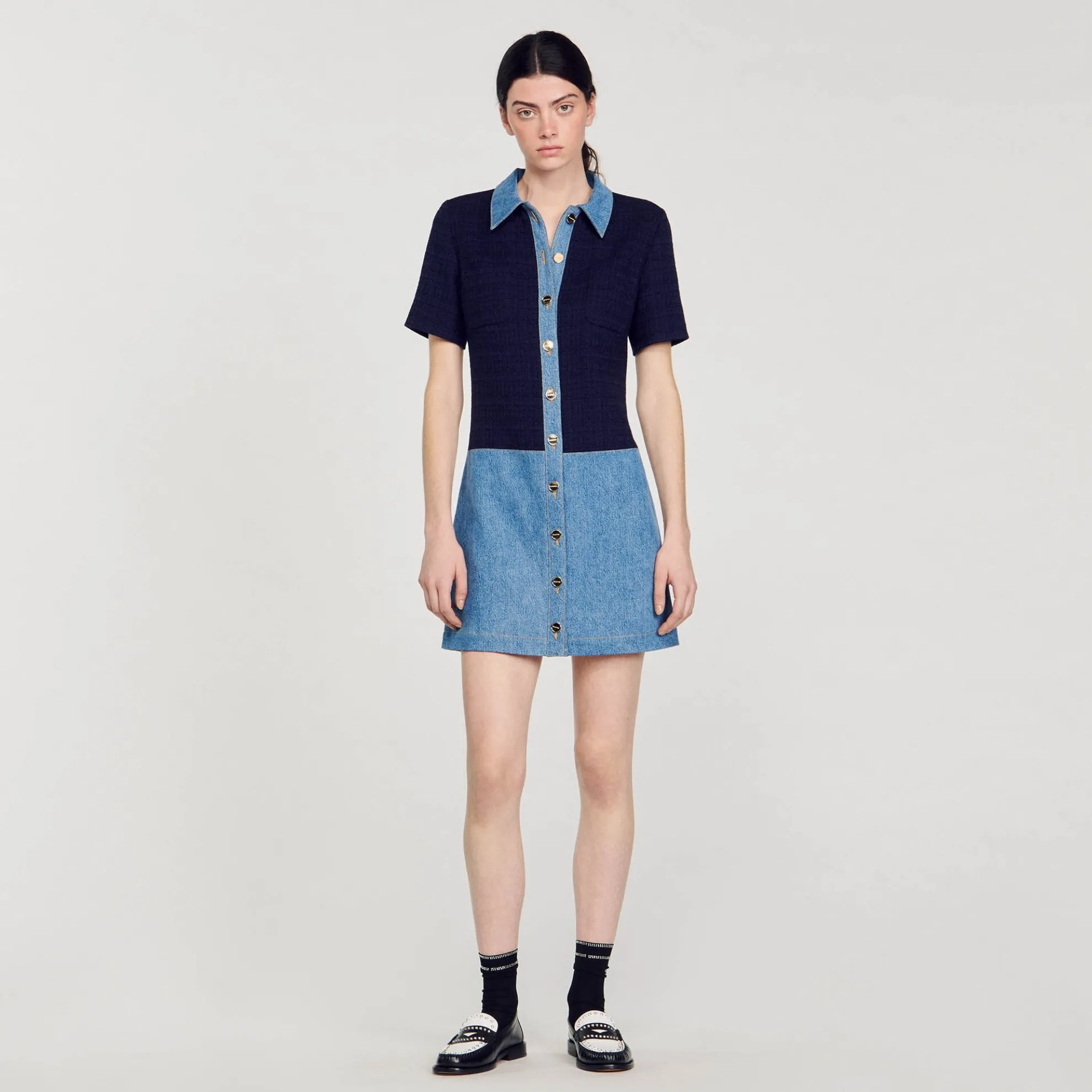 Korte Jurk Tweed En Denim