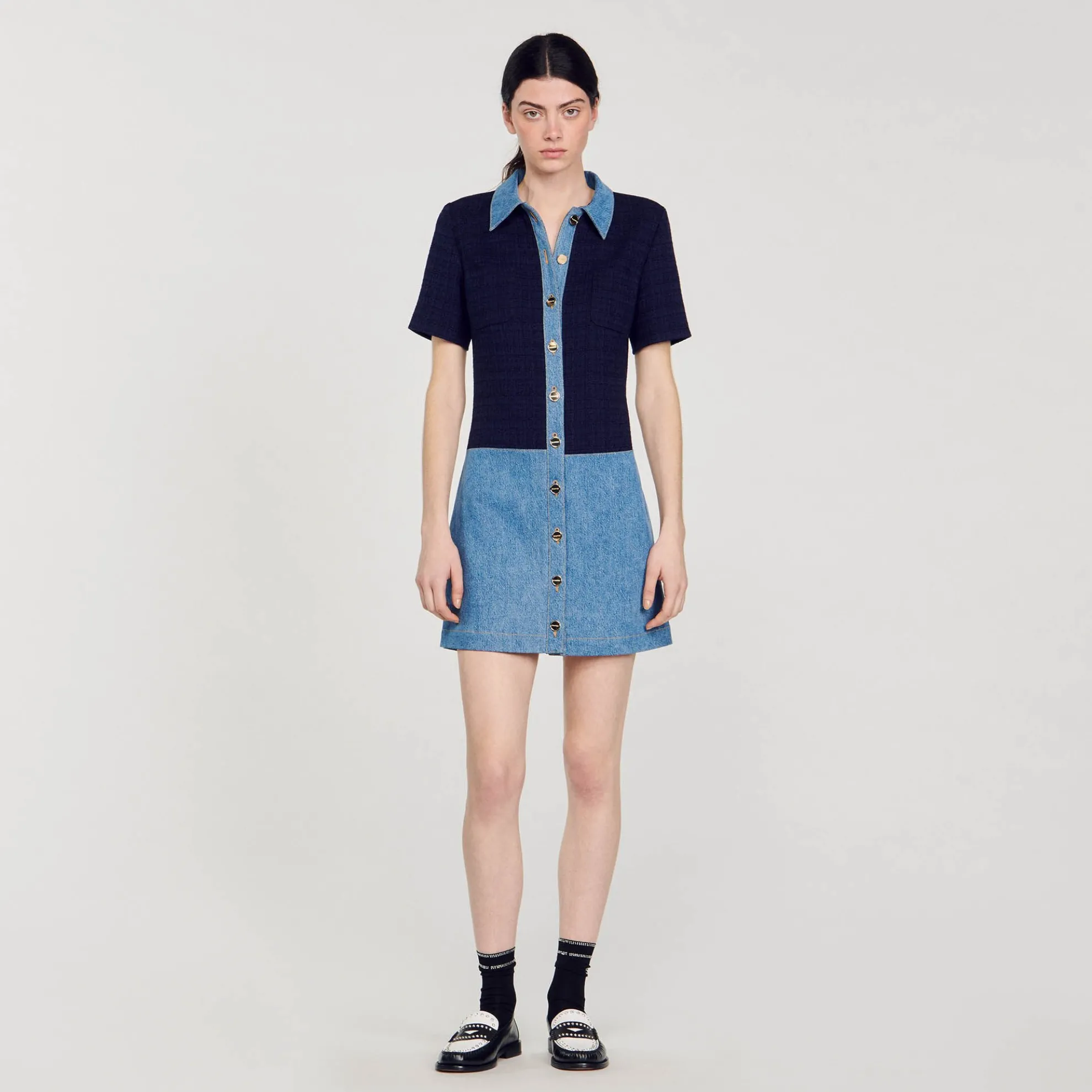 Korte Jurk Tweed En Denim