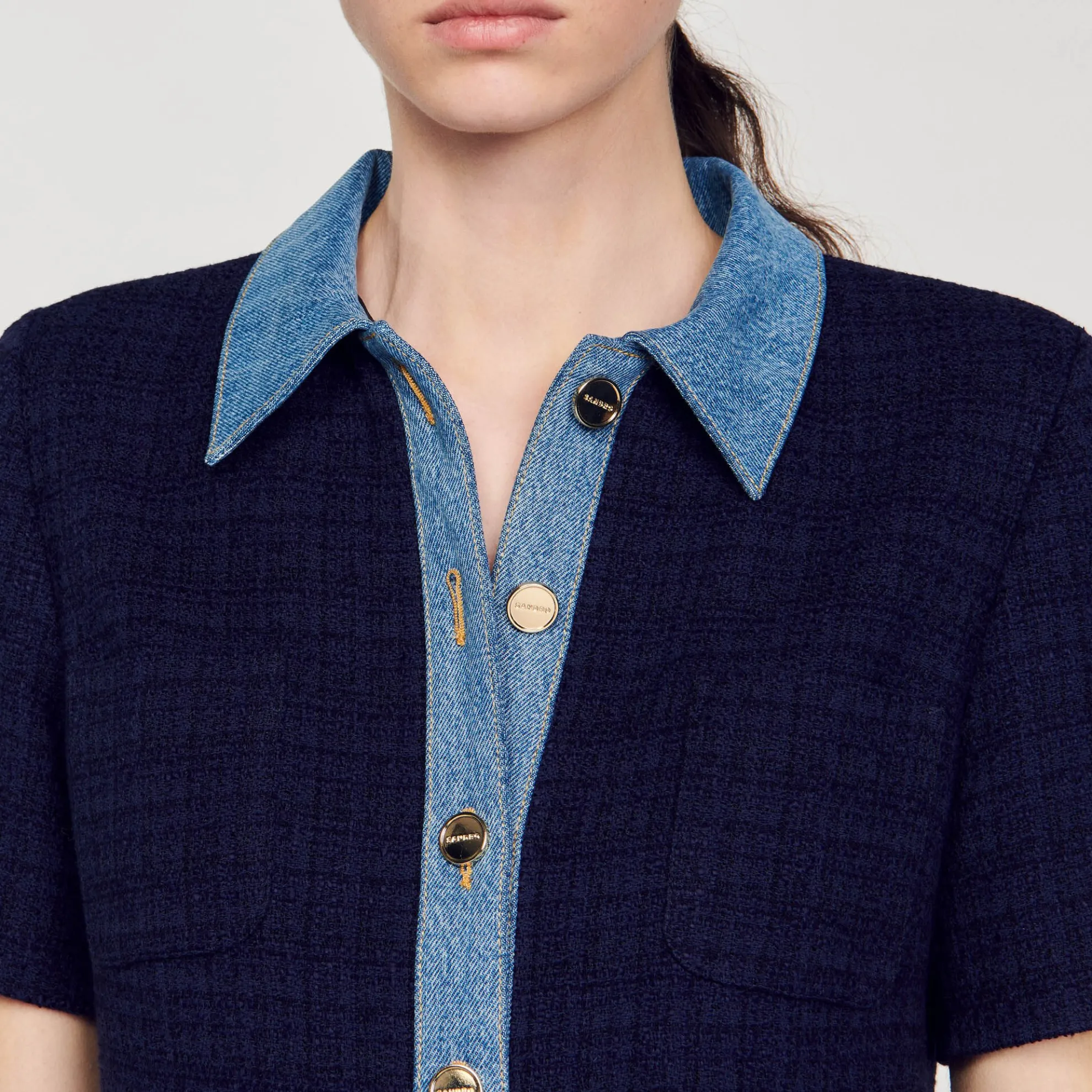 Korte Jurk Tweed En Denim