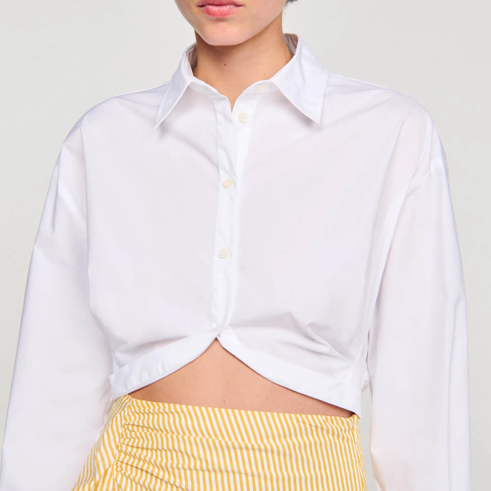 Korte Overhemdblouse Met Overslag