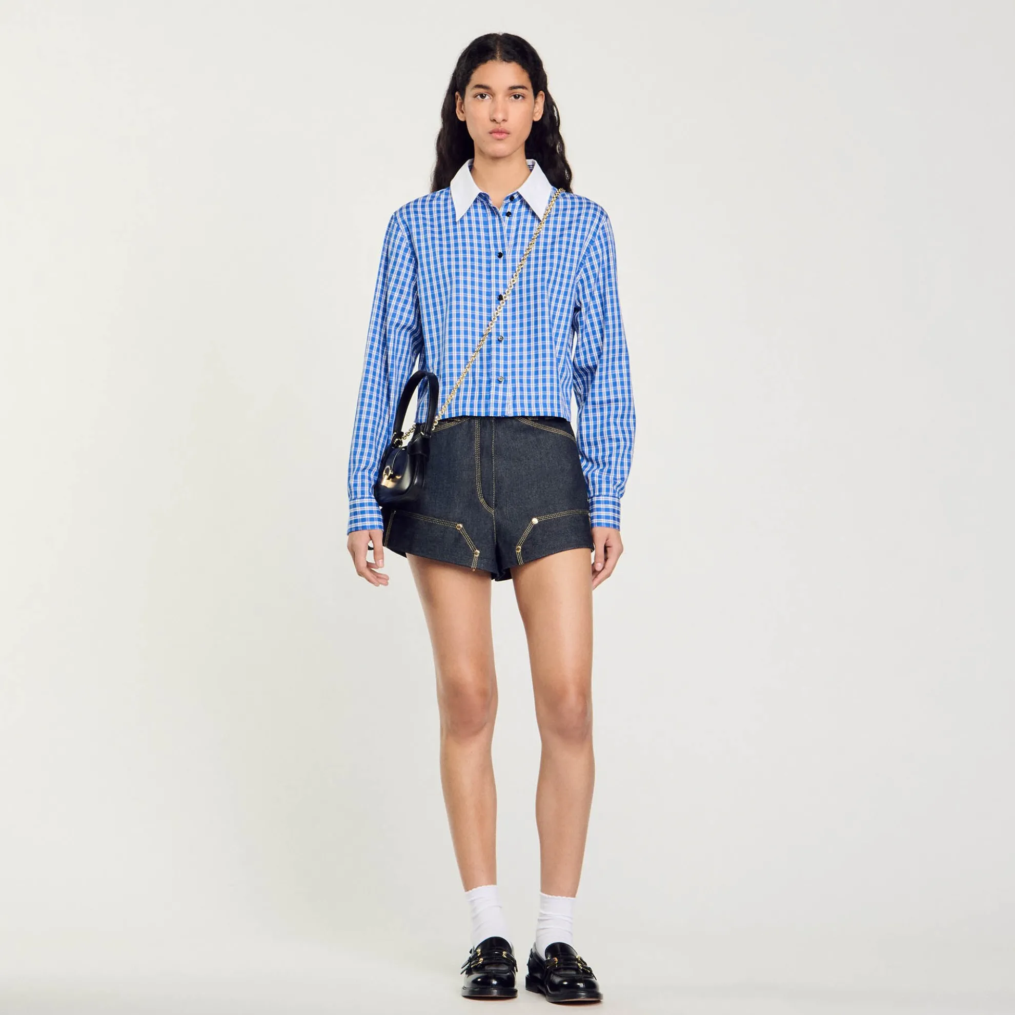 Korte Overhemdblouse Met Ruit