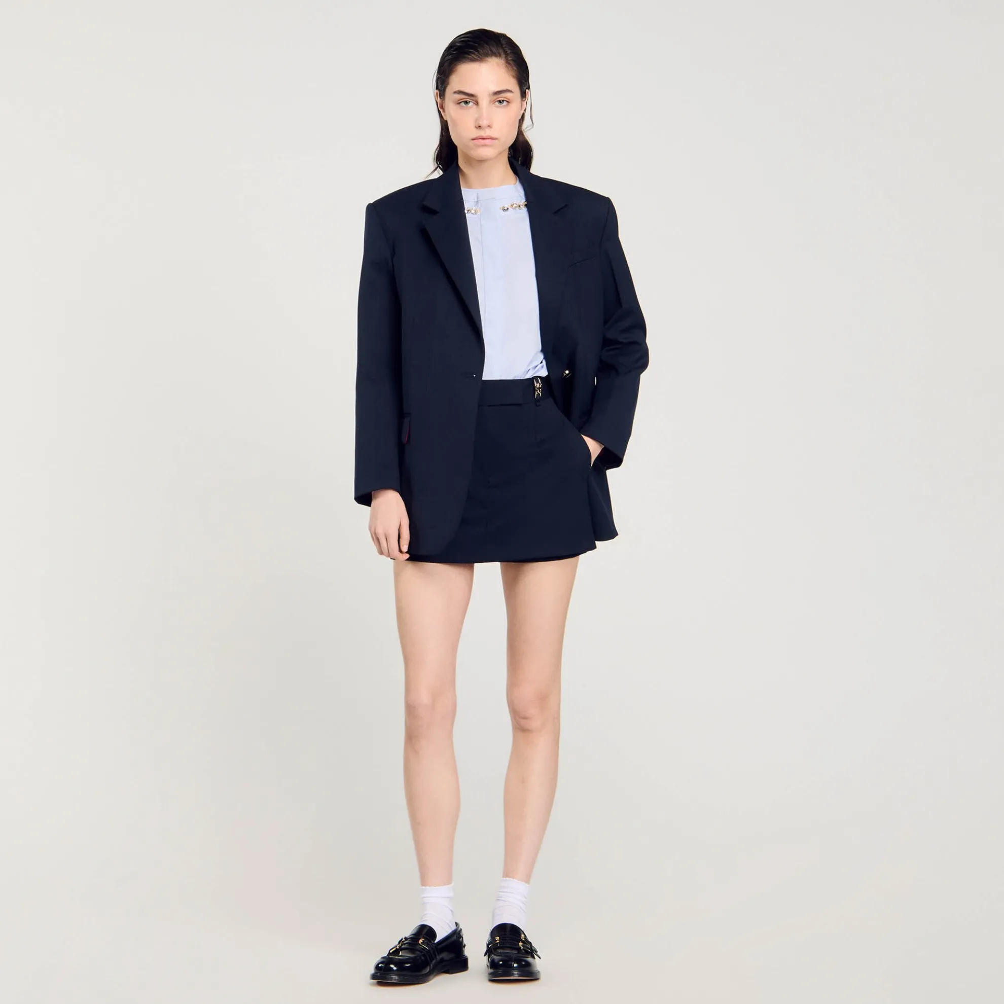 Korte Overhemdblouse Sierlijke Kraag