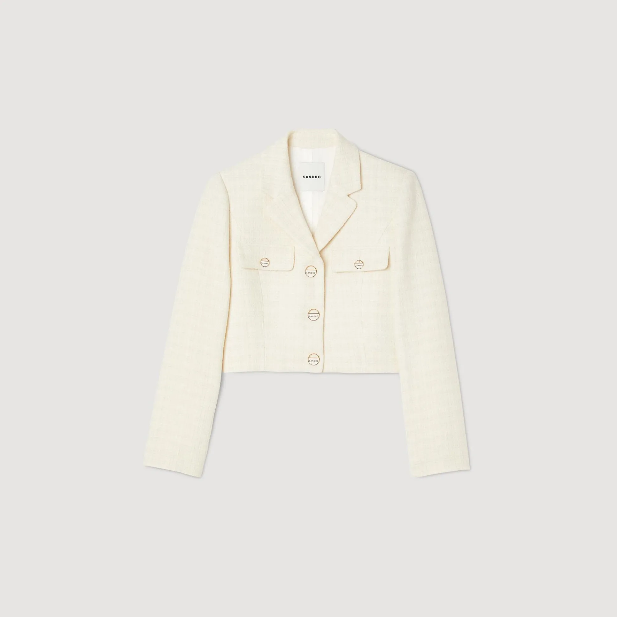 Korte Tweed Blazer Met Knopen