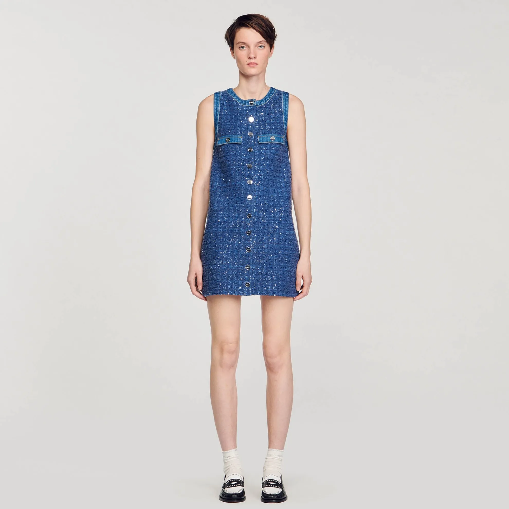 Korte Tweed Trapeze Jurk