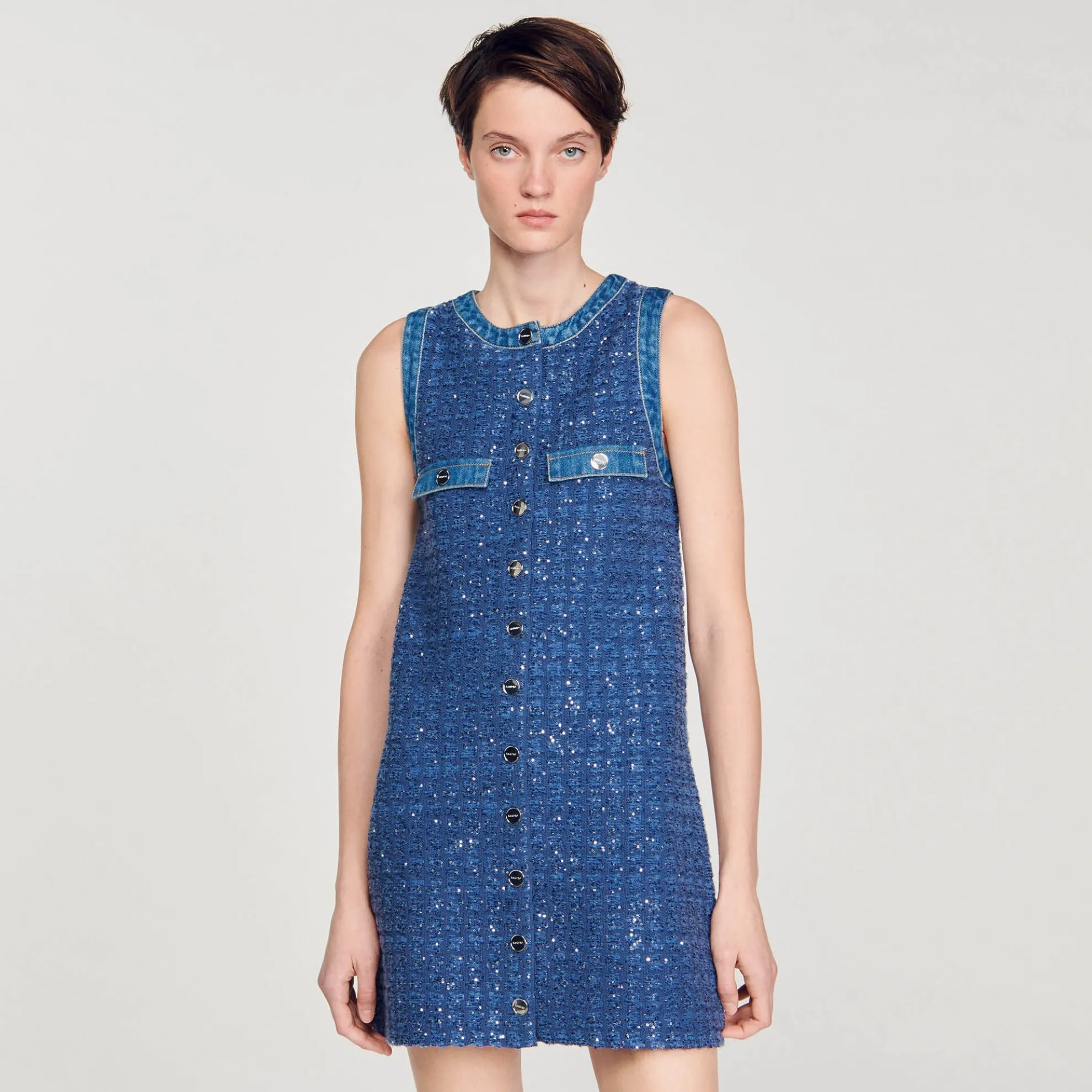 Korte Tweed Trapeze Jurk