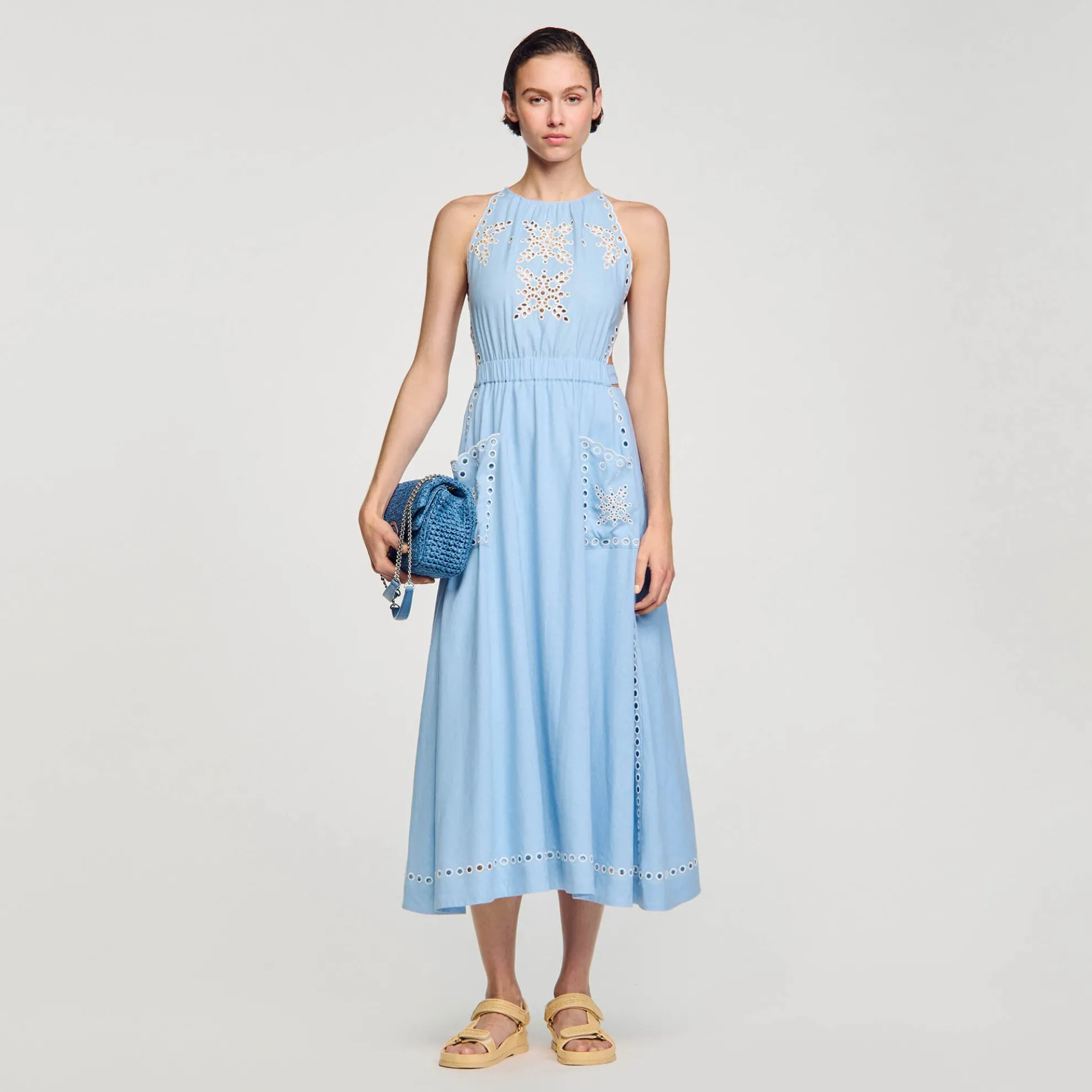 Lange Jurk Met Broderie Anglaise