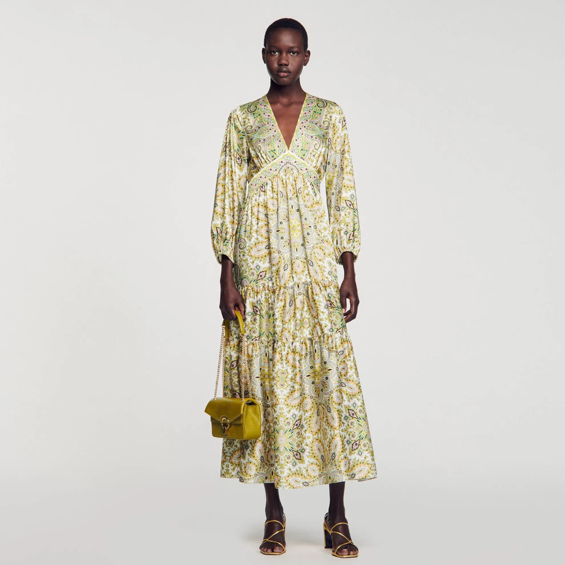 Lange Jurk Met Sjaalprint