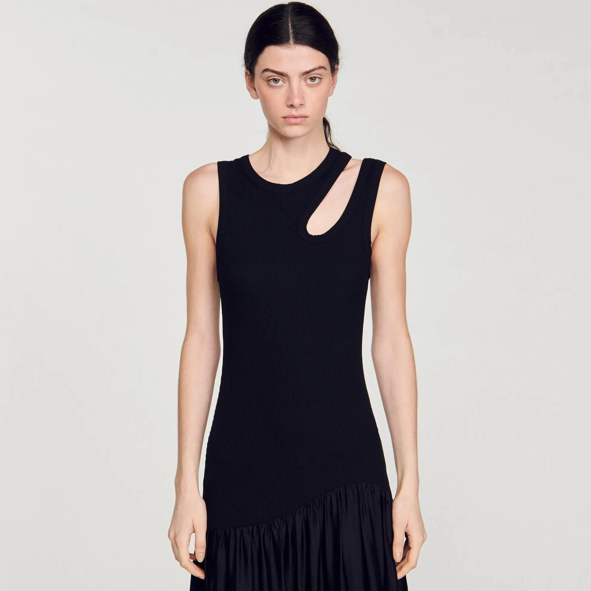 Lange Jurk Van 2 Stoffen