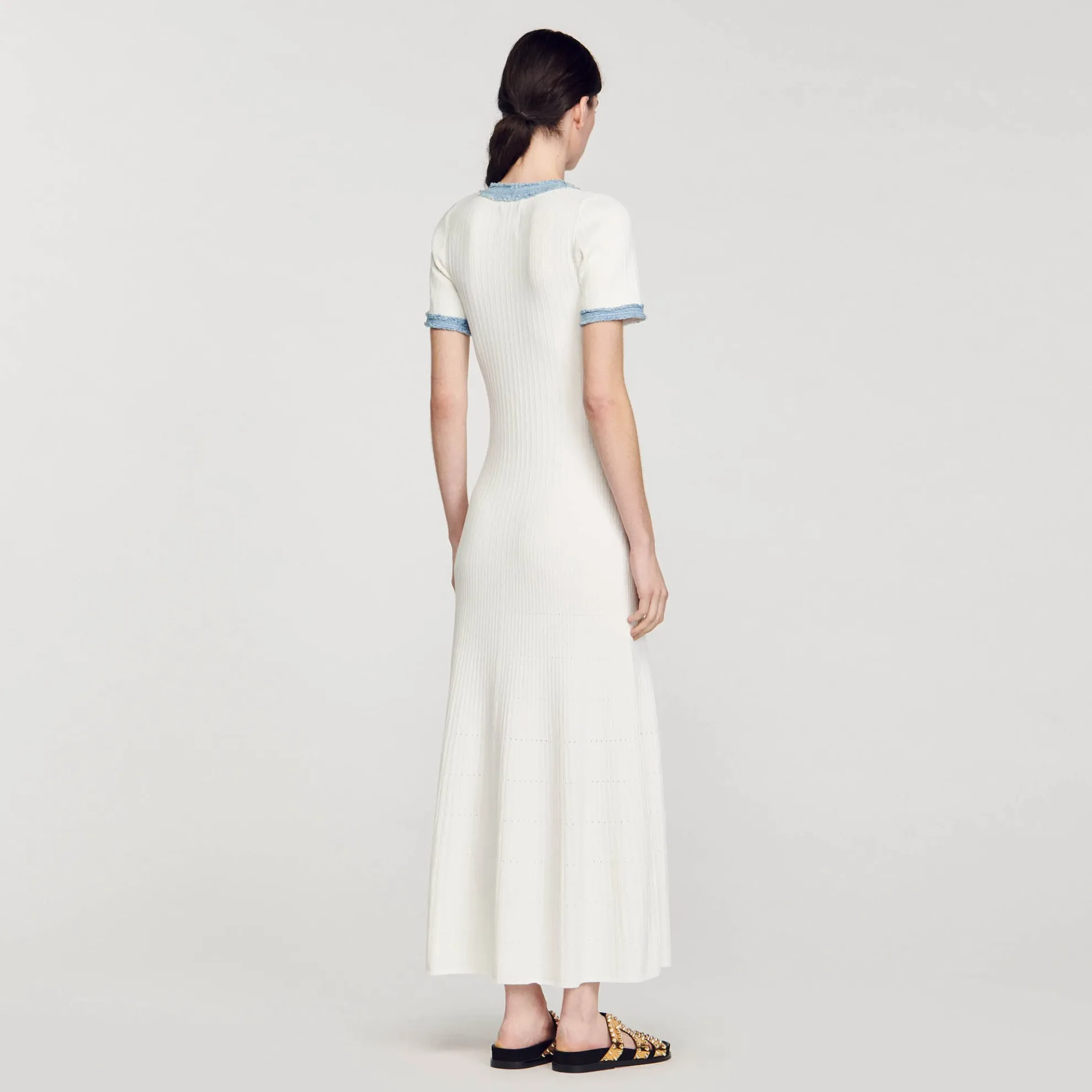 Midi Jurk Breiwerk En Denim