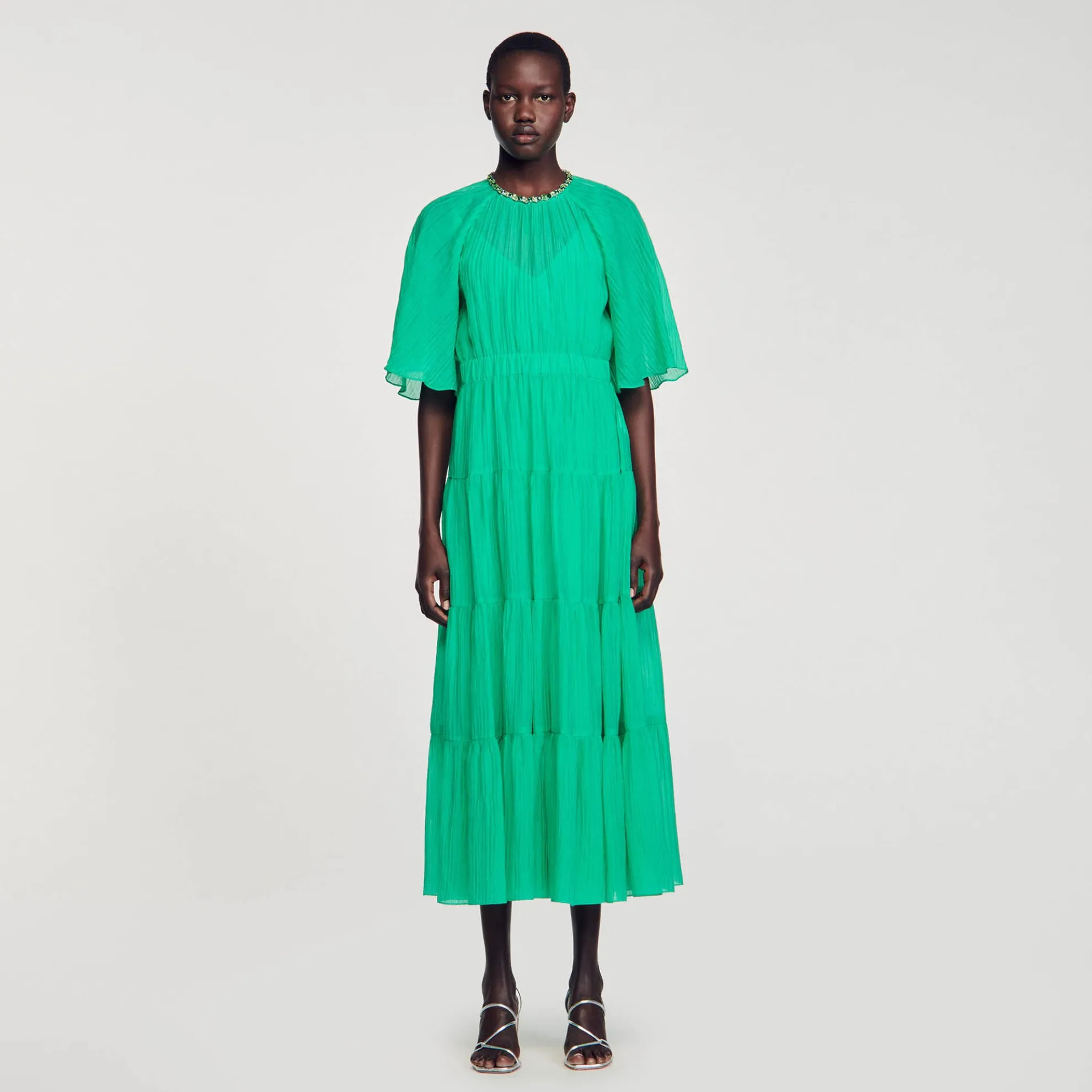 Midi Jurk Hals Met Stras