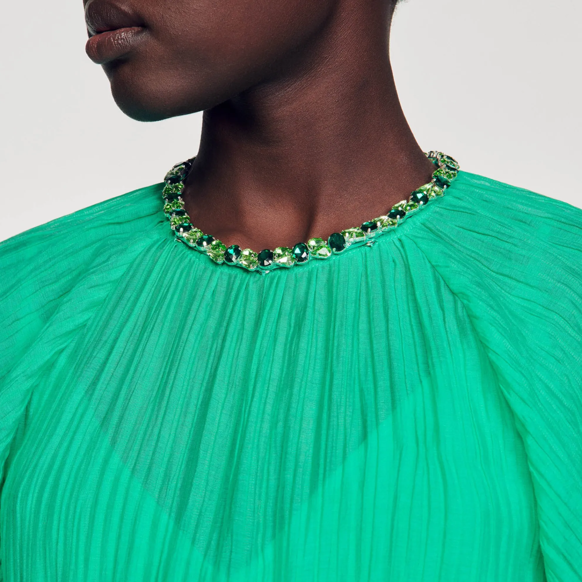 Midi Jurk Hals Met Stras