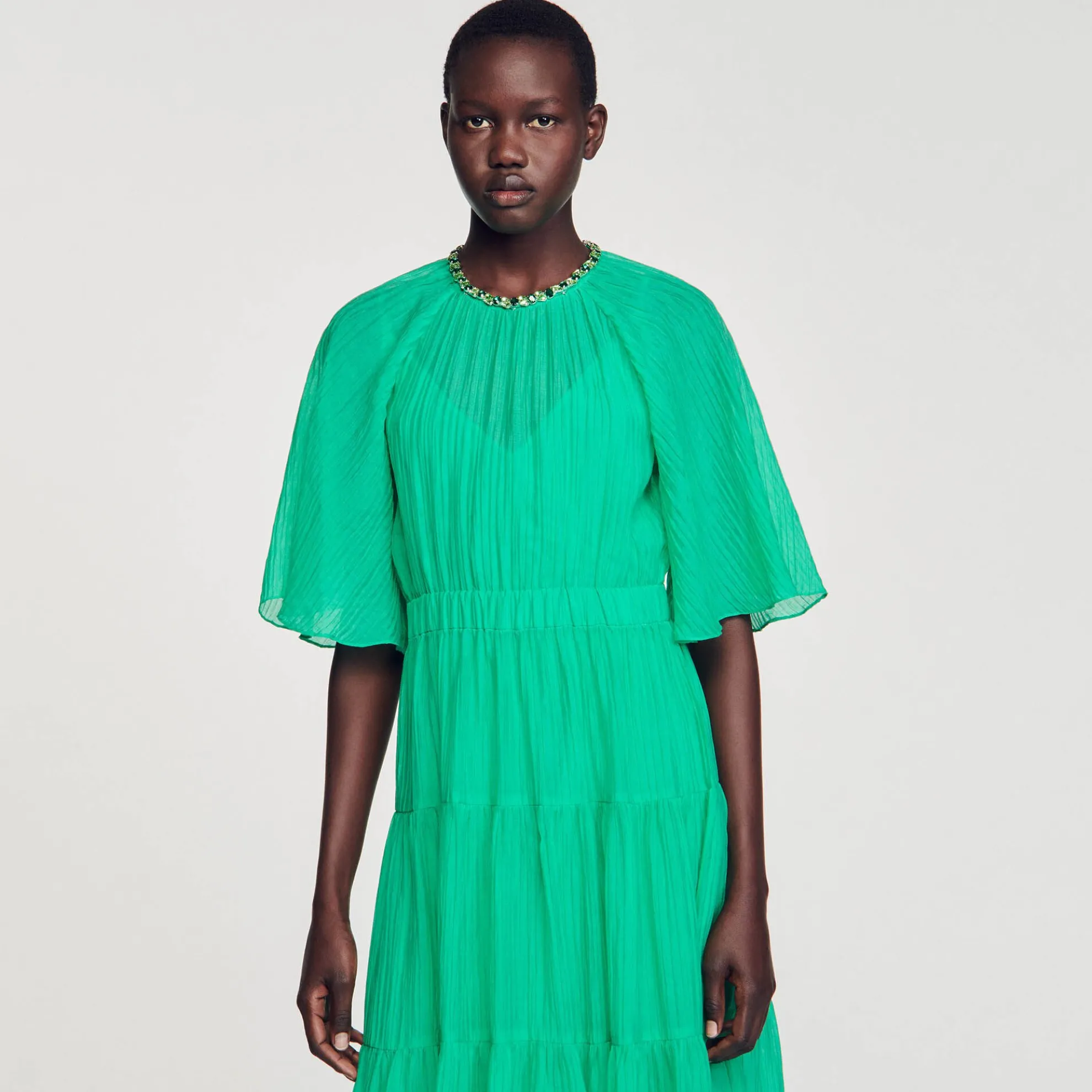 Midi Jurk Hals Met Stras