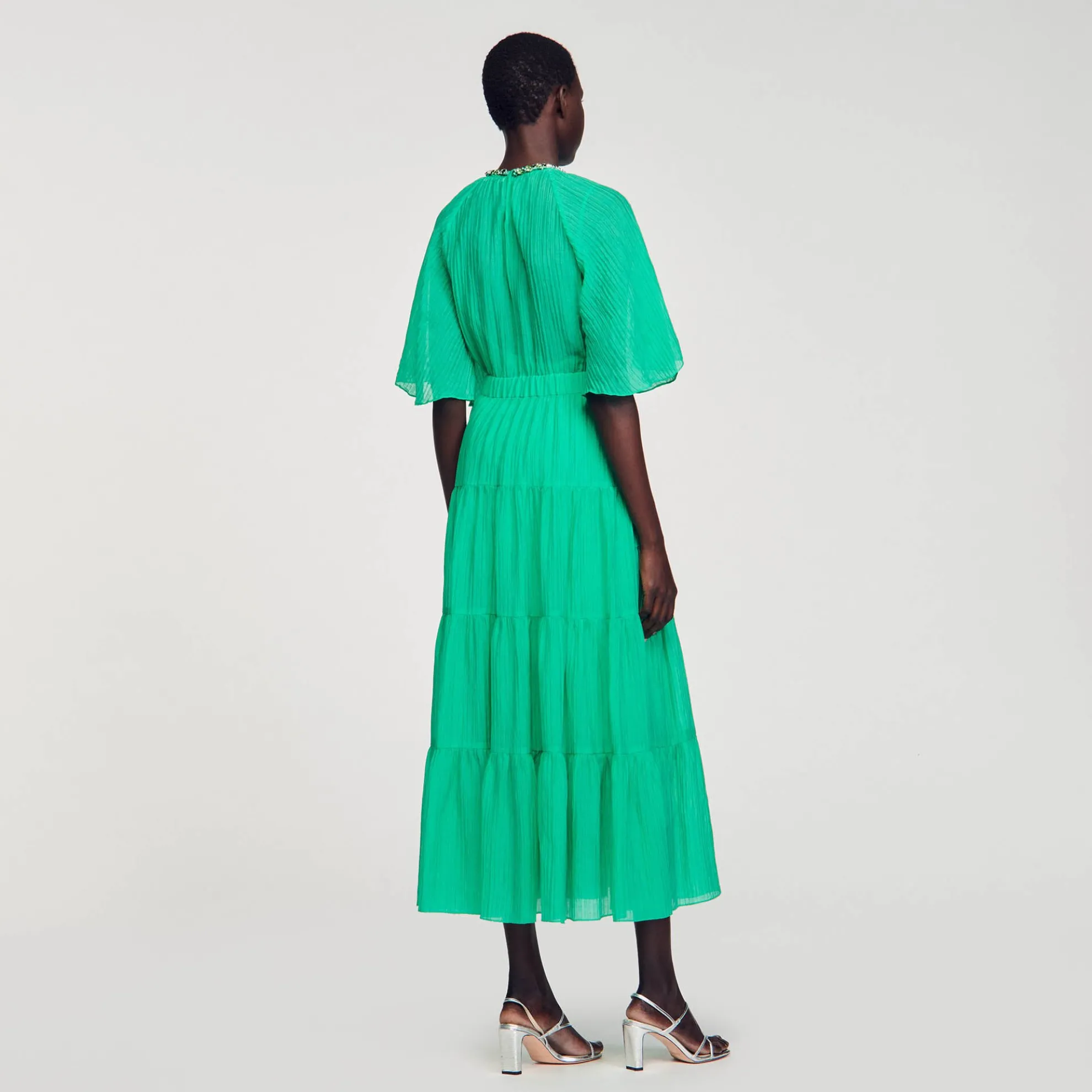 Midi Jurk Hals Met Stras