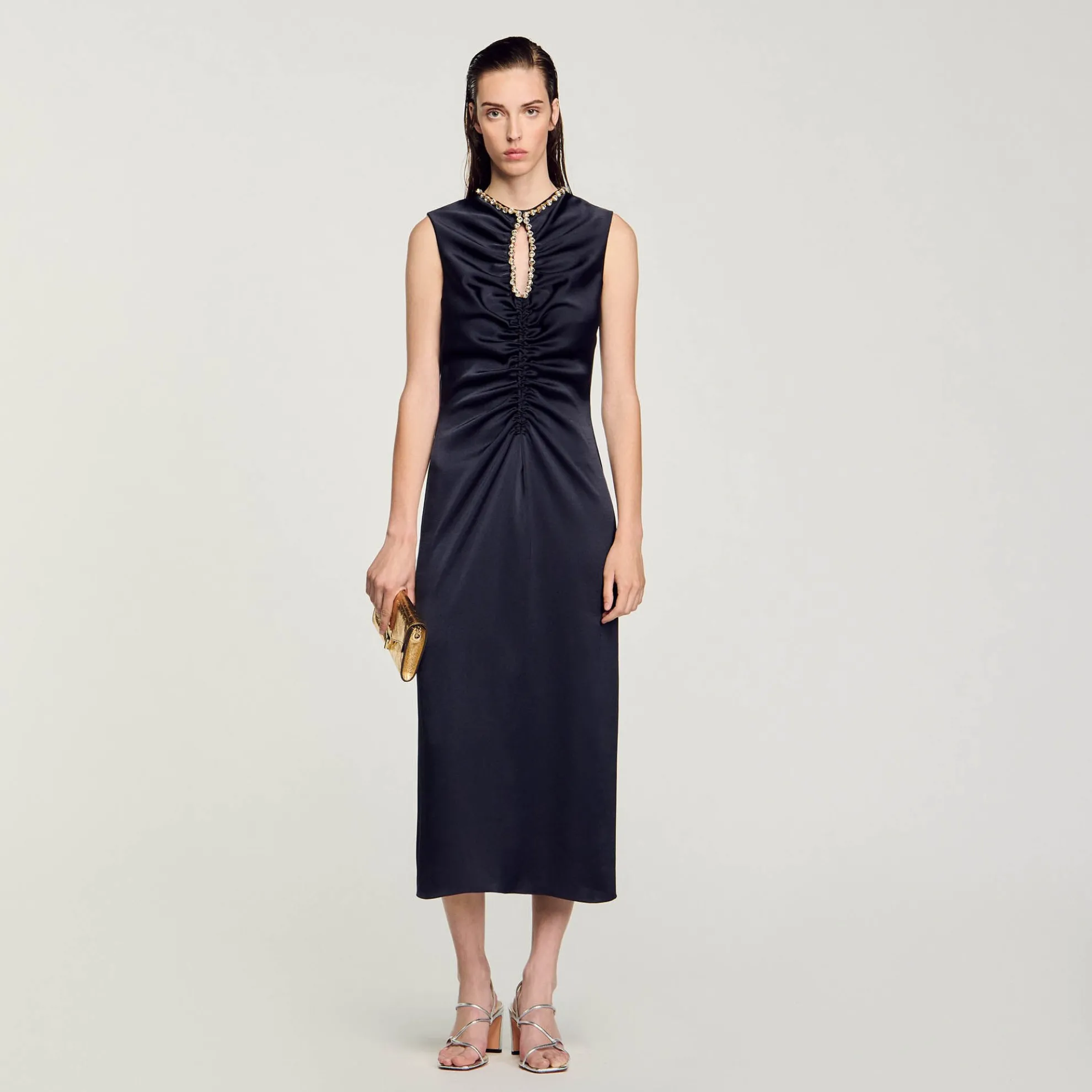 Midi Jurk Met Strassteentjes