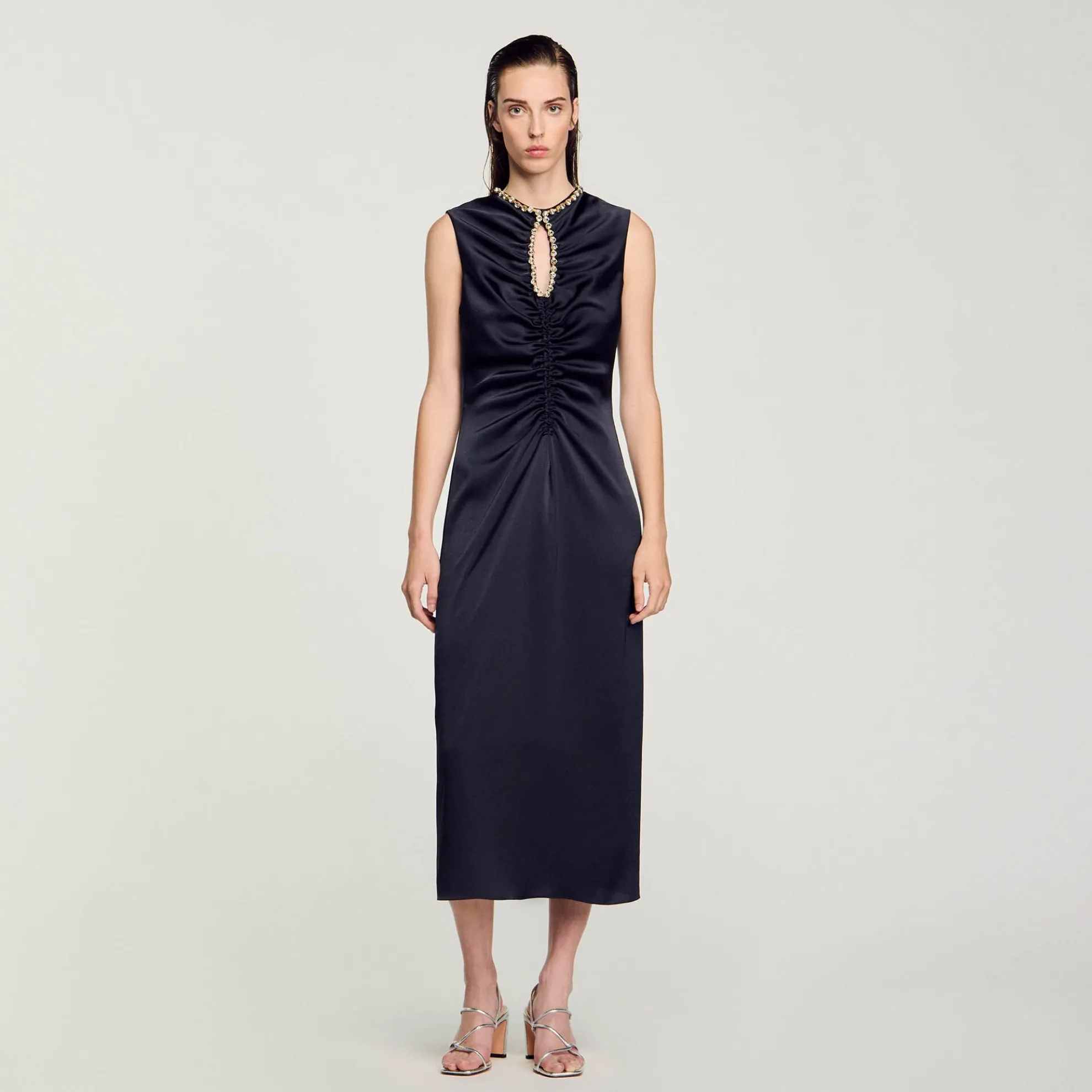 Midi Jurk Met Strassteentjes