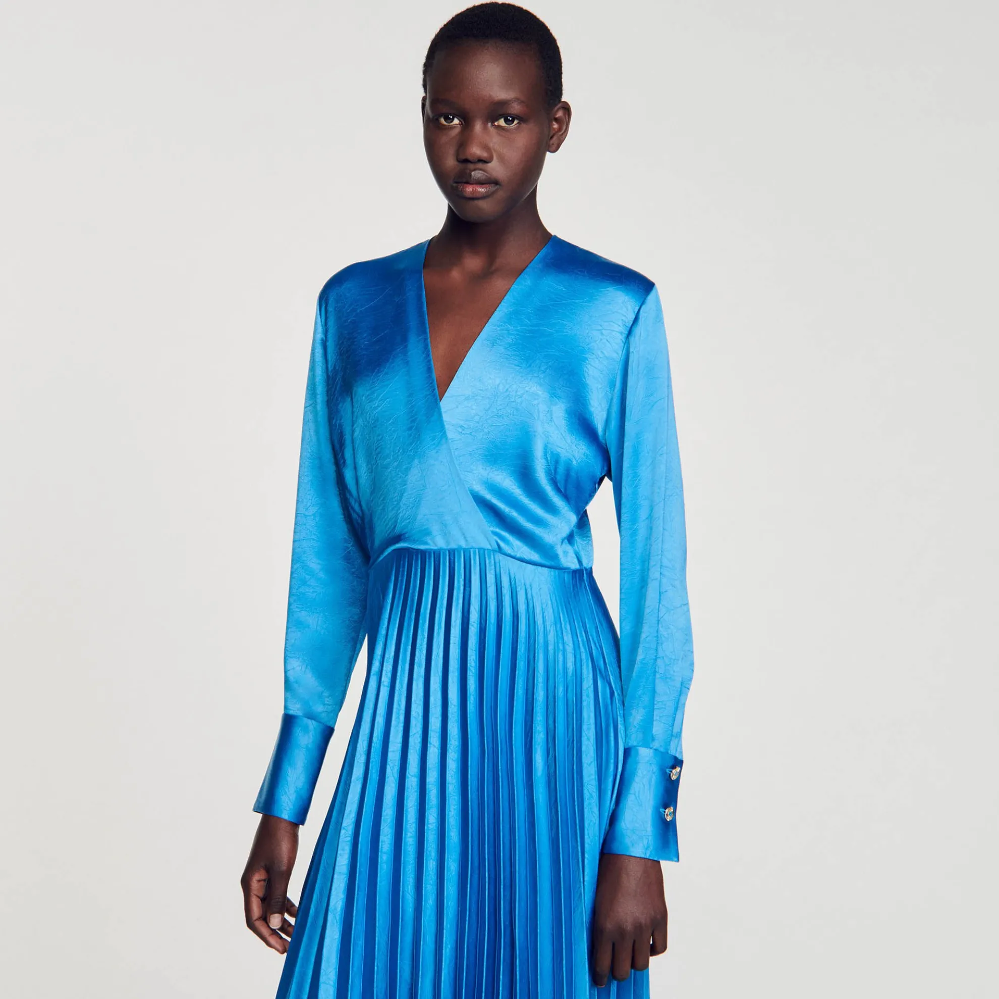 Midi Jurk Satijn Geplooid