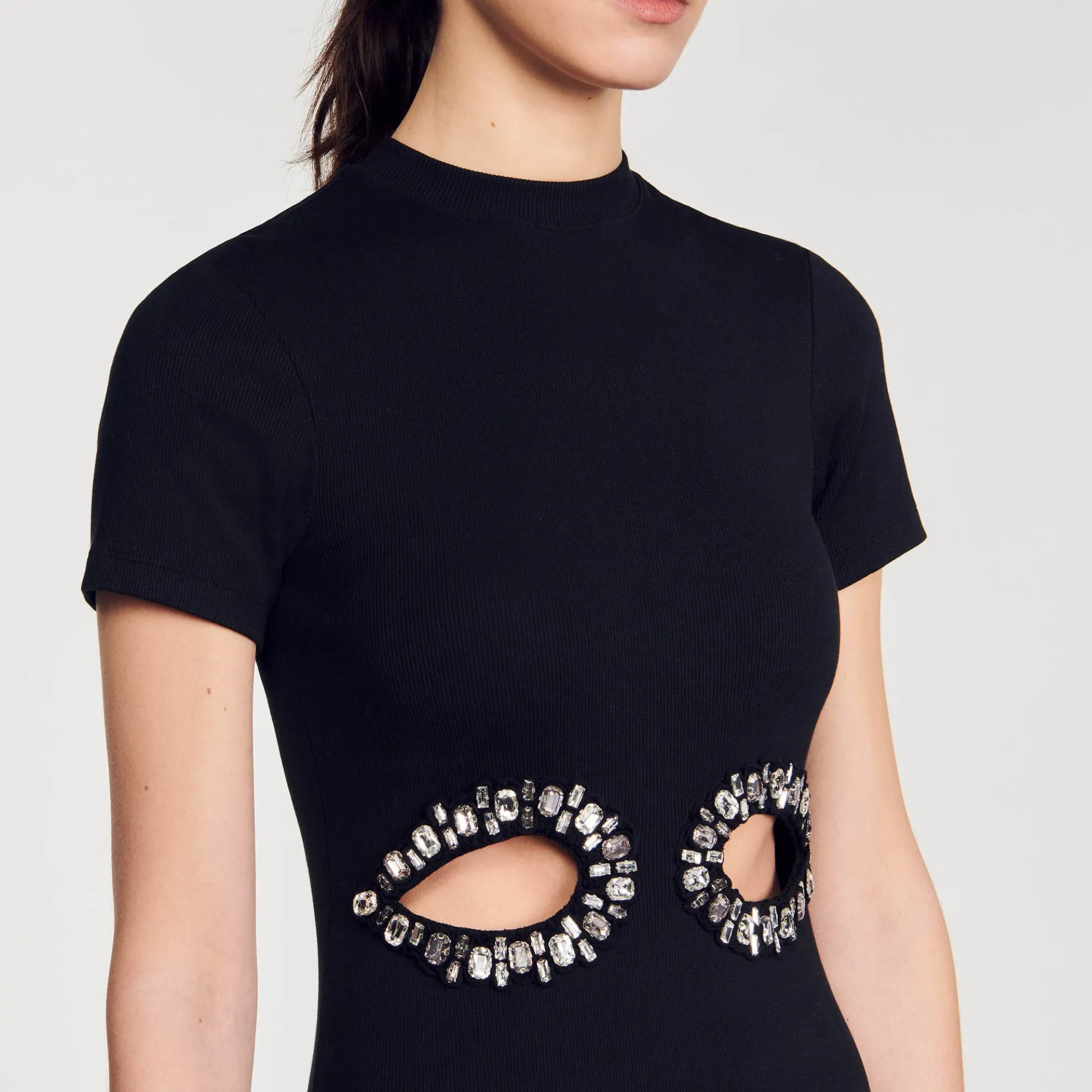 Midi Jurk Uitsnijdingen Met Stras