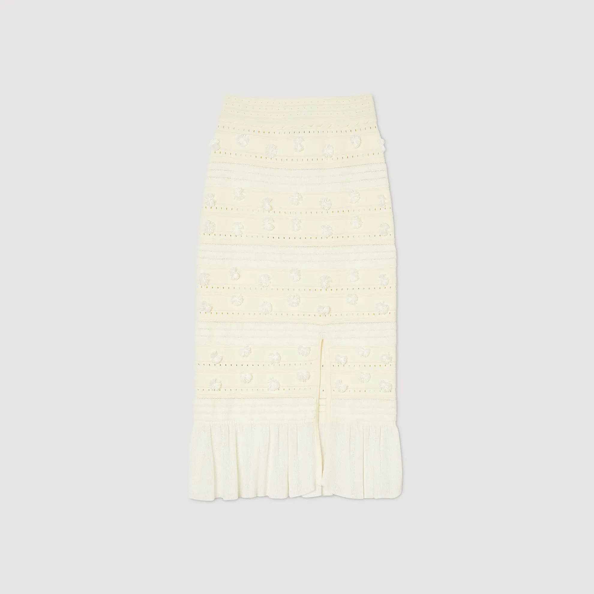 Midi Rok Van Opengewerkt Breiwerk