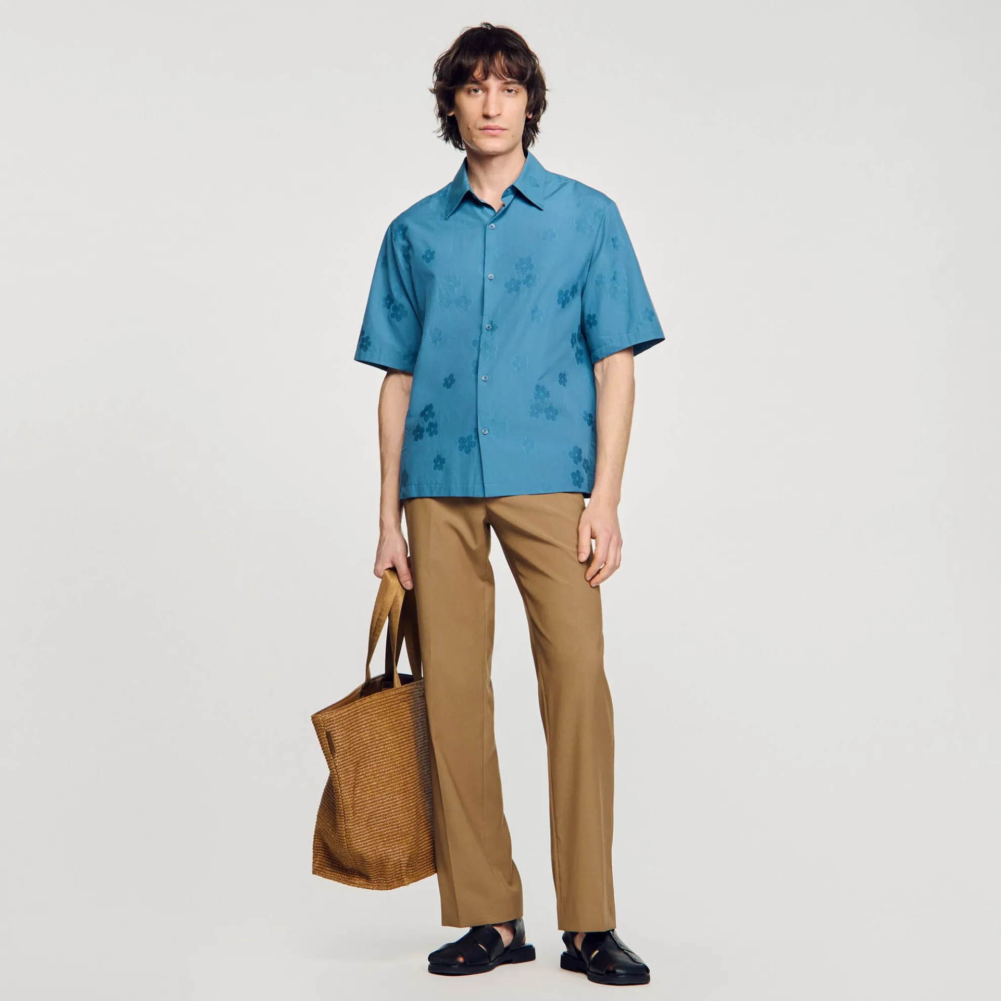 Overhemd Oversized Jacquard Bloemmotief