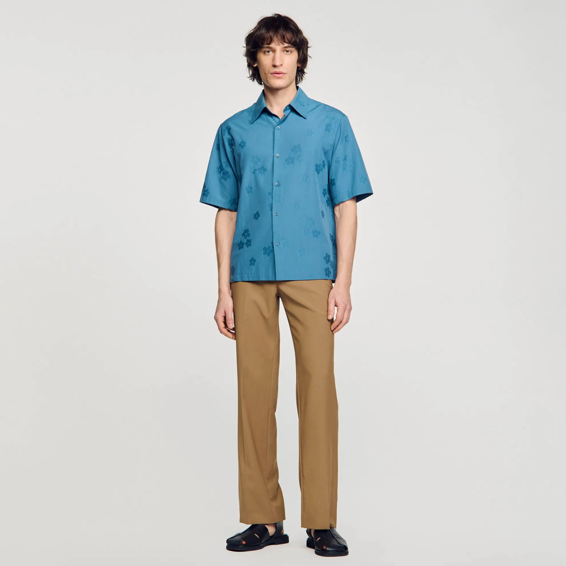 Overhemd Oversized Jacquard Bloemmotief